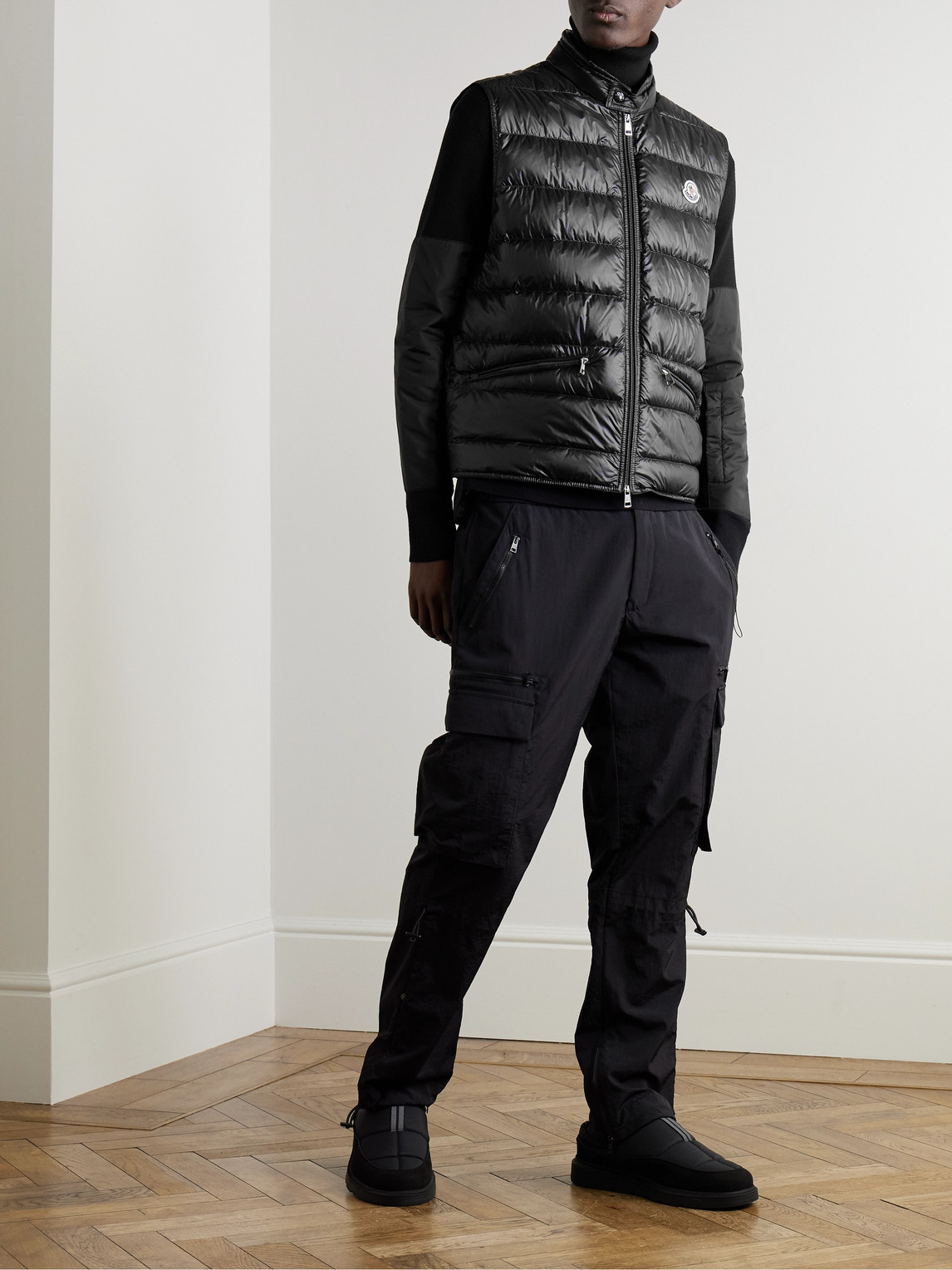 Shop Moncler Gui Slim-fit Logo-appliquéd Quilted Shell Down Gilet In Black