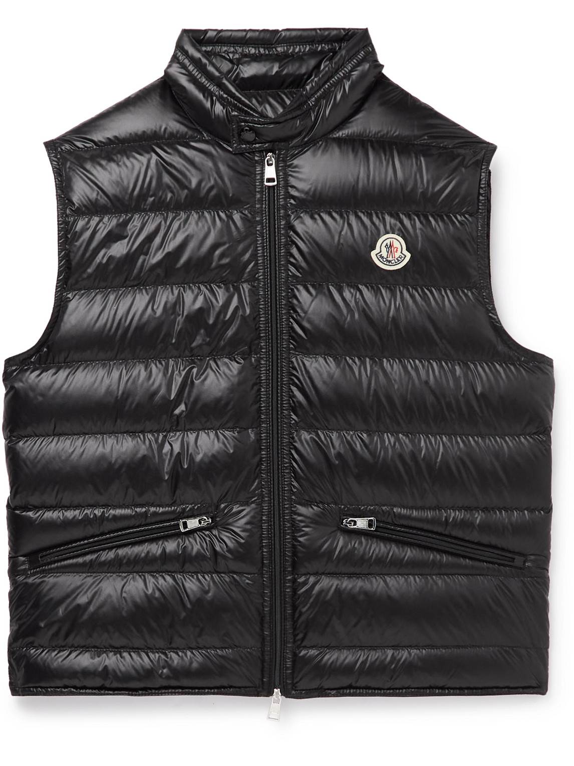 Shop Moncler Gui Slim-fit Logo-appliquéd Quilted Shell Down Gilet In Black