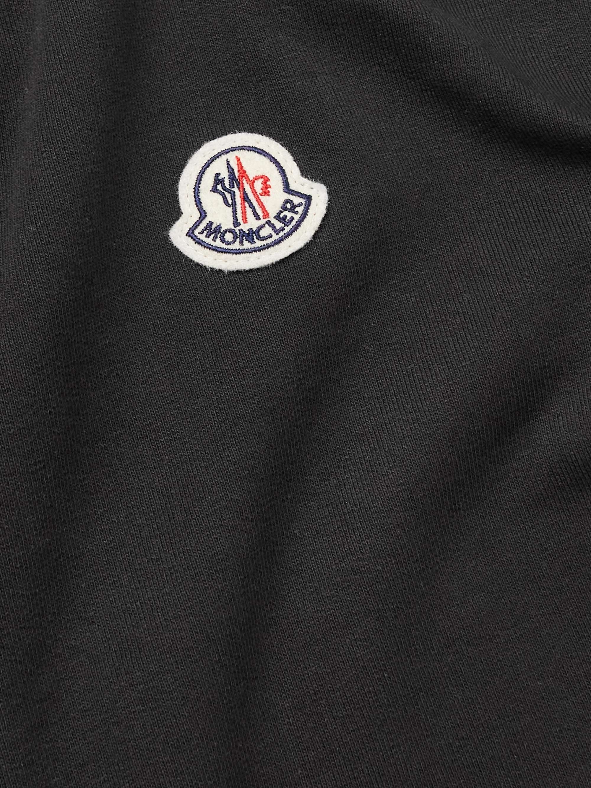 MONCLER Logo-Embroidered Striped Cotton-Jersey Zip-Up Hoodie