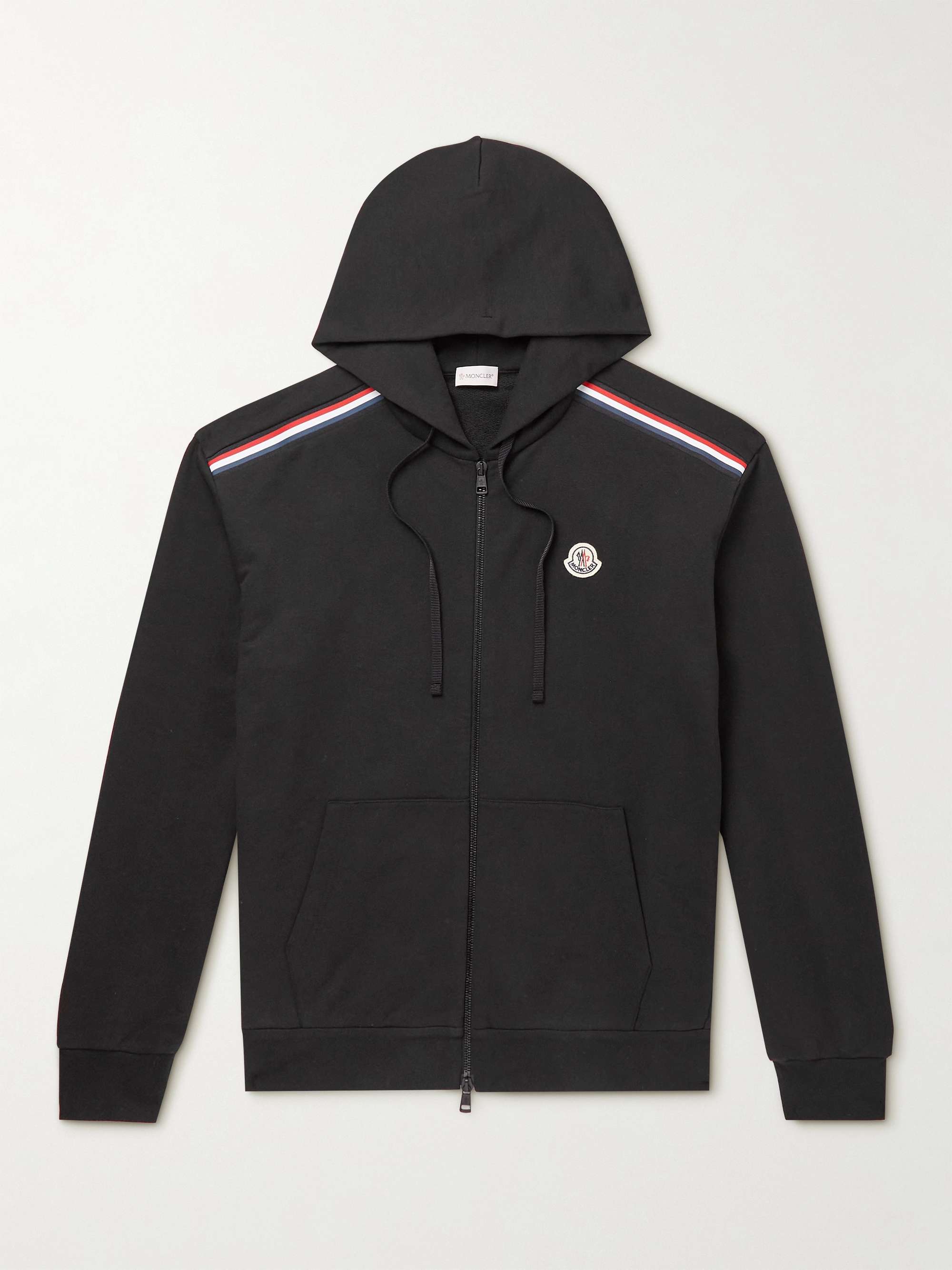 Logo-Embroidered Striped Cotton-Jersey Zip-Up Hoodie