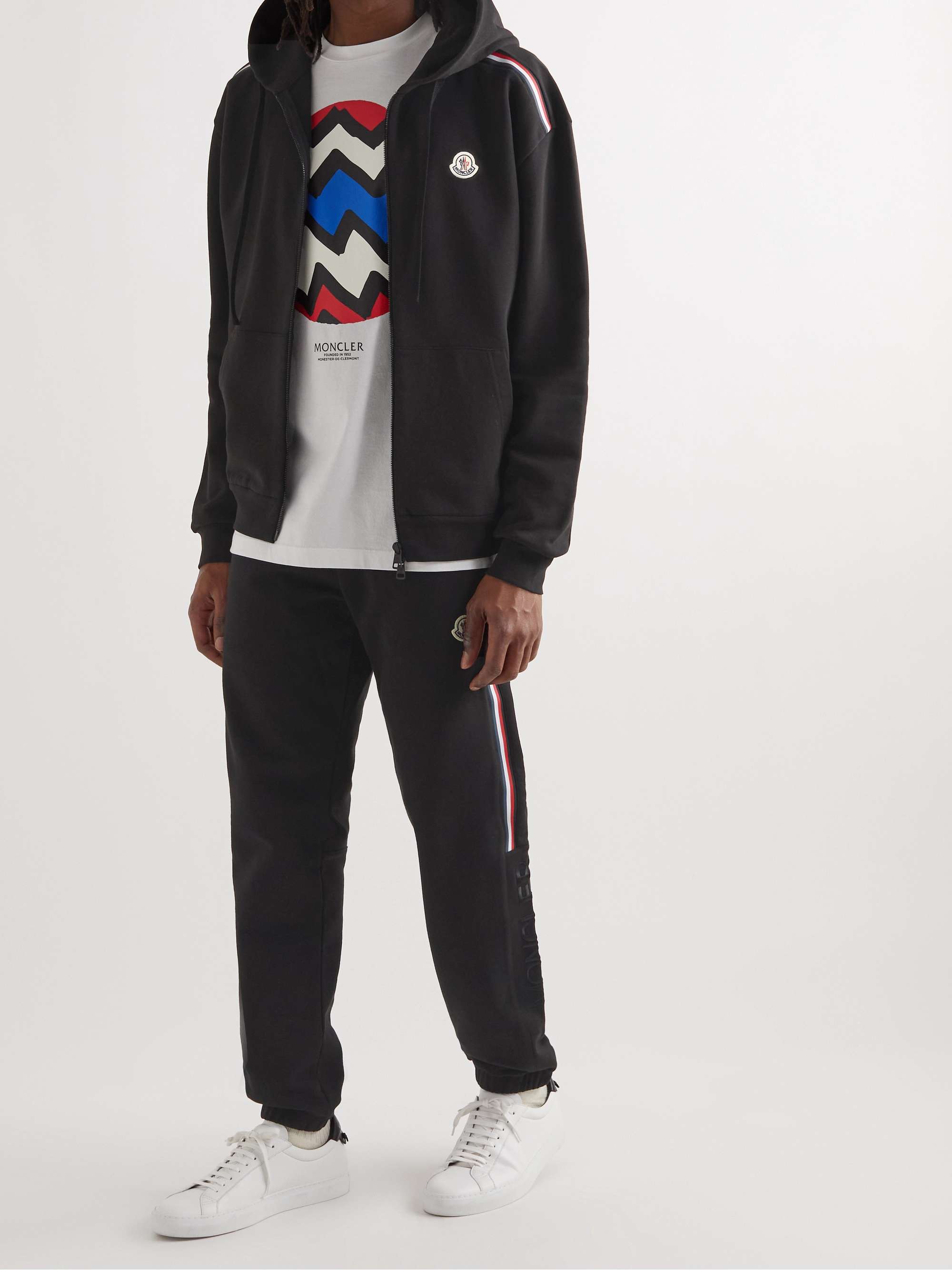 White & Blue Monogram Zip-Up Hoodie - Sweatshirts for Men | Moncler HU