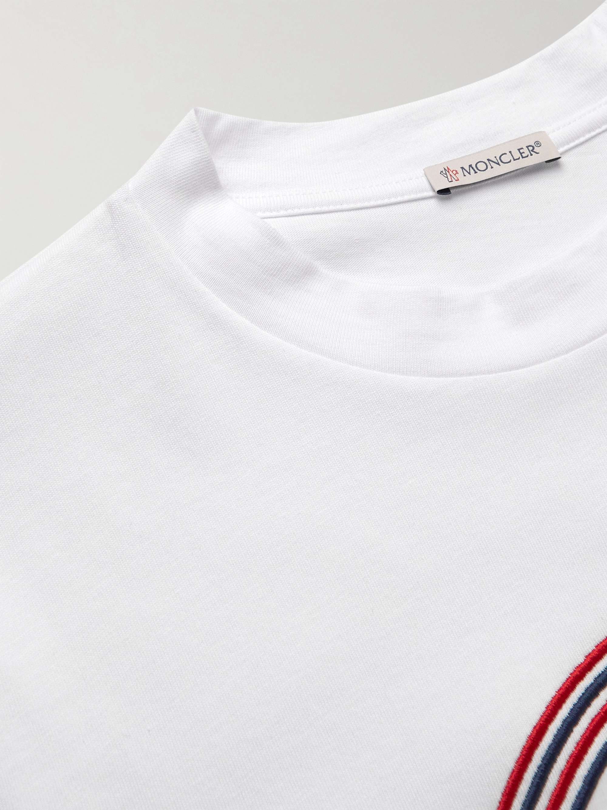 MONCLER Logo-Detailed Ripstop-Trimmed Cotton-Jersey T-Shirt