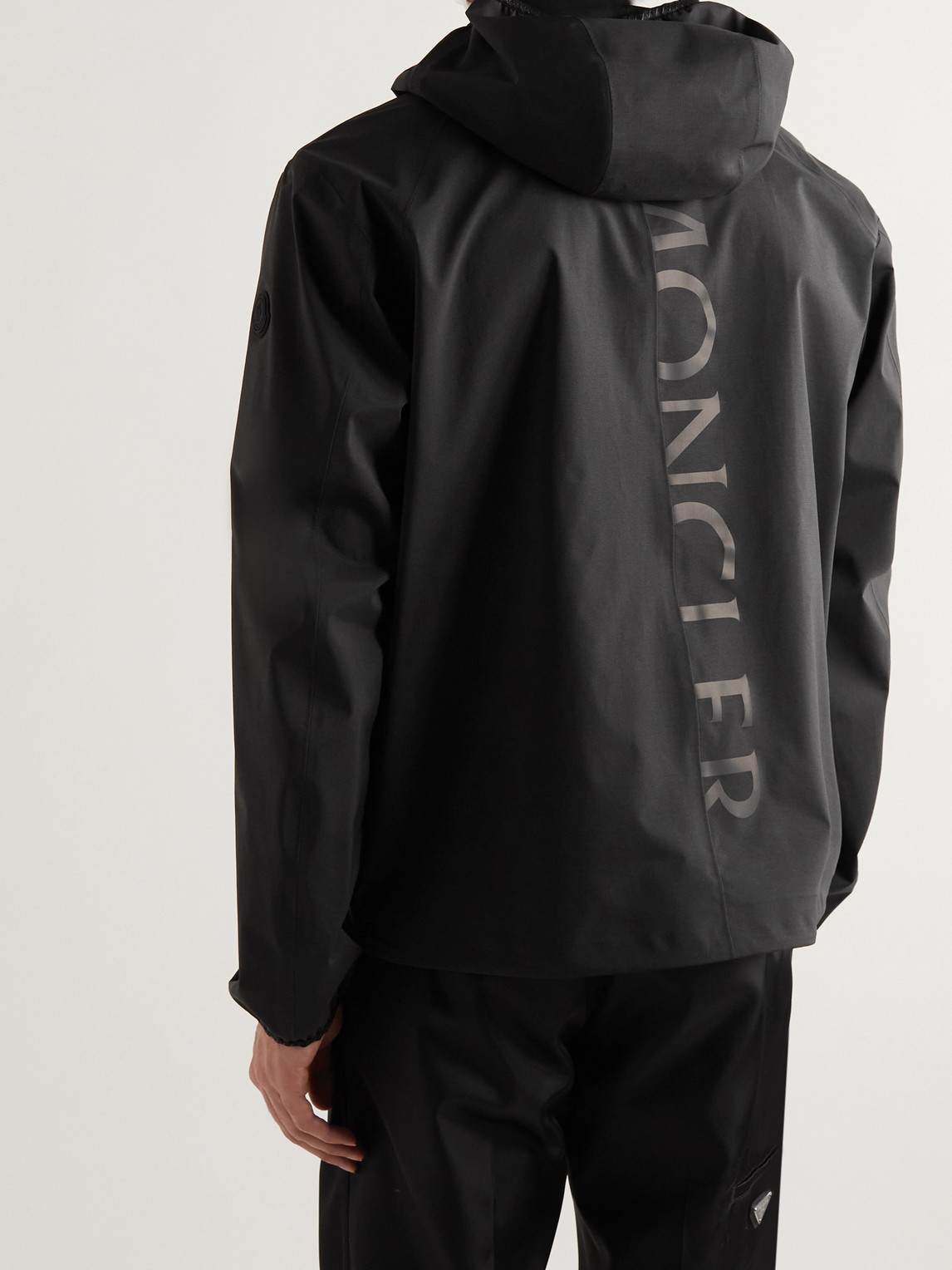 Shop Moncler Sattouf Logo-print Shell Hooded Jacket In Black