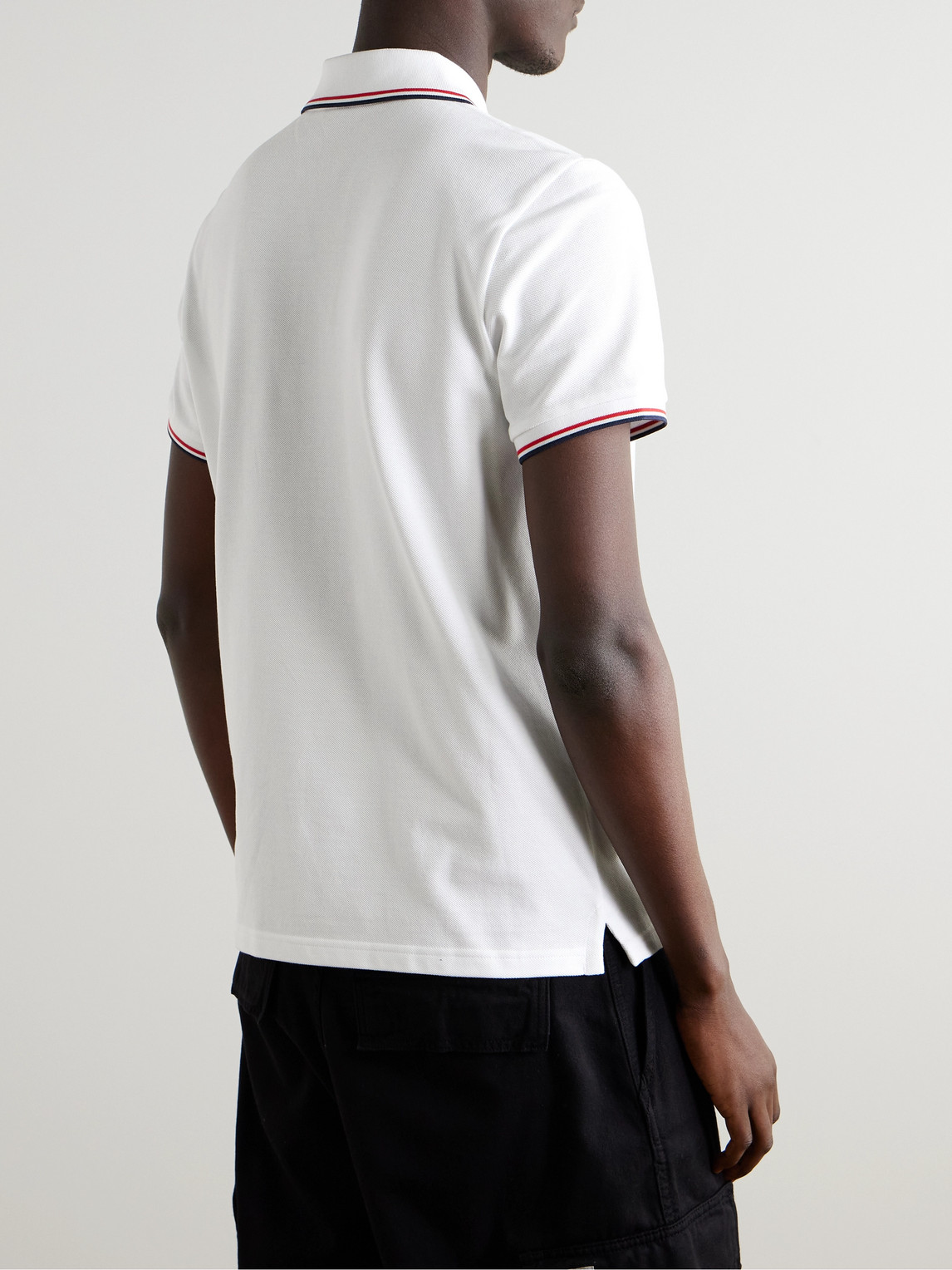Logo-Appliquéd Striped Cotton-Piqué Polo Shirt