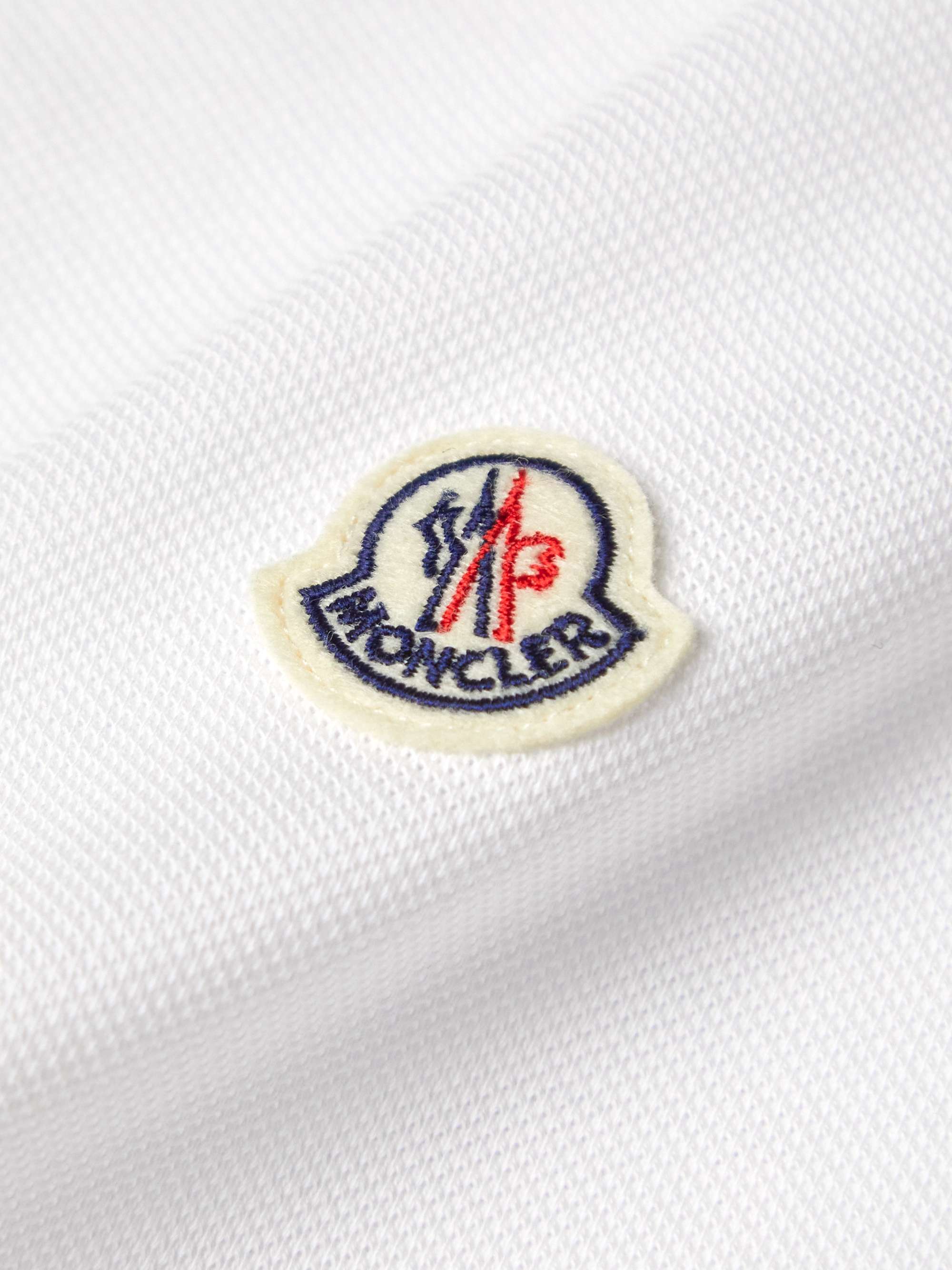 MONCLER Logo-Appliquéd Striped Cotton-Piqué Polo Shirt