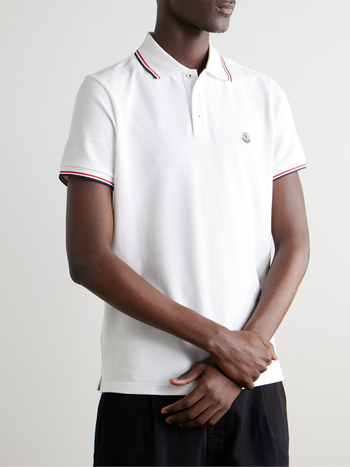 Logo-Appliquéd Striped Cotton-Piqué Polo Shirt