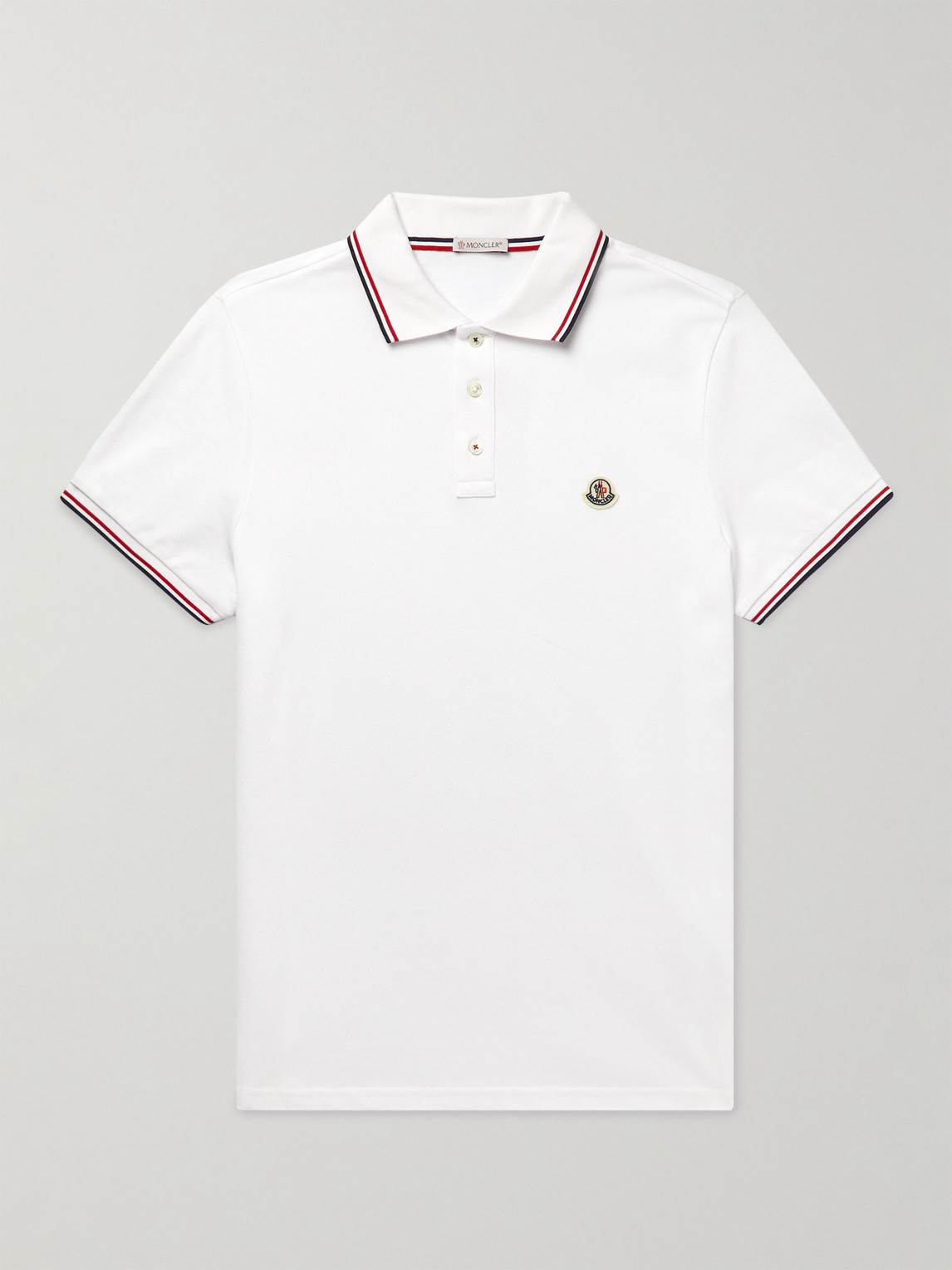 Logo-Appliquéd Striped Cotton-Piqué Polo Shirt