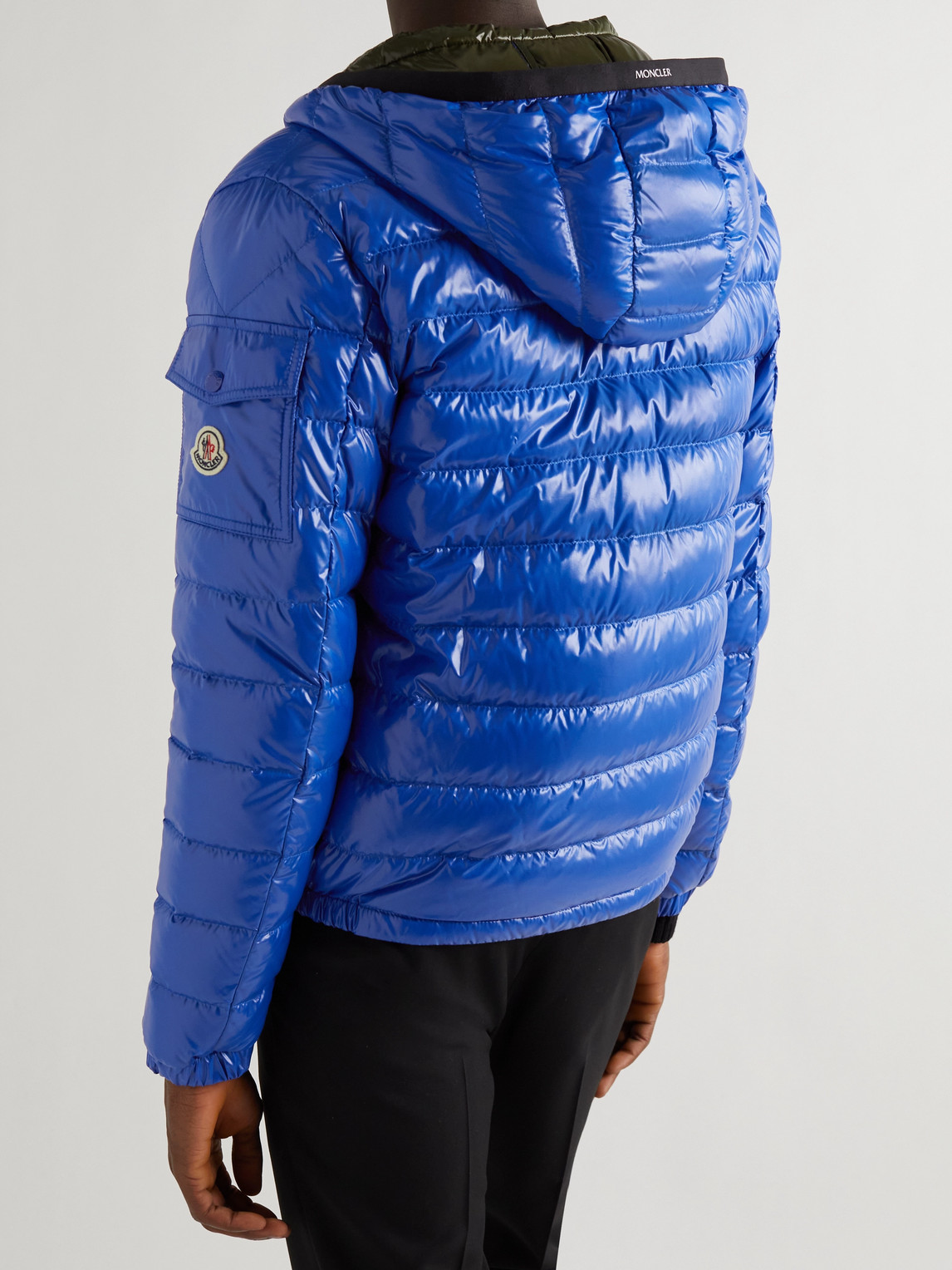 Shop Moncler Galion Logo-appliquéd Quilted Glossed-shell Hooded Down Jacket In Blue