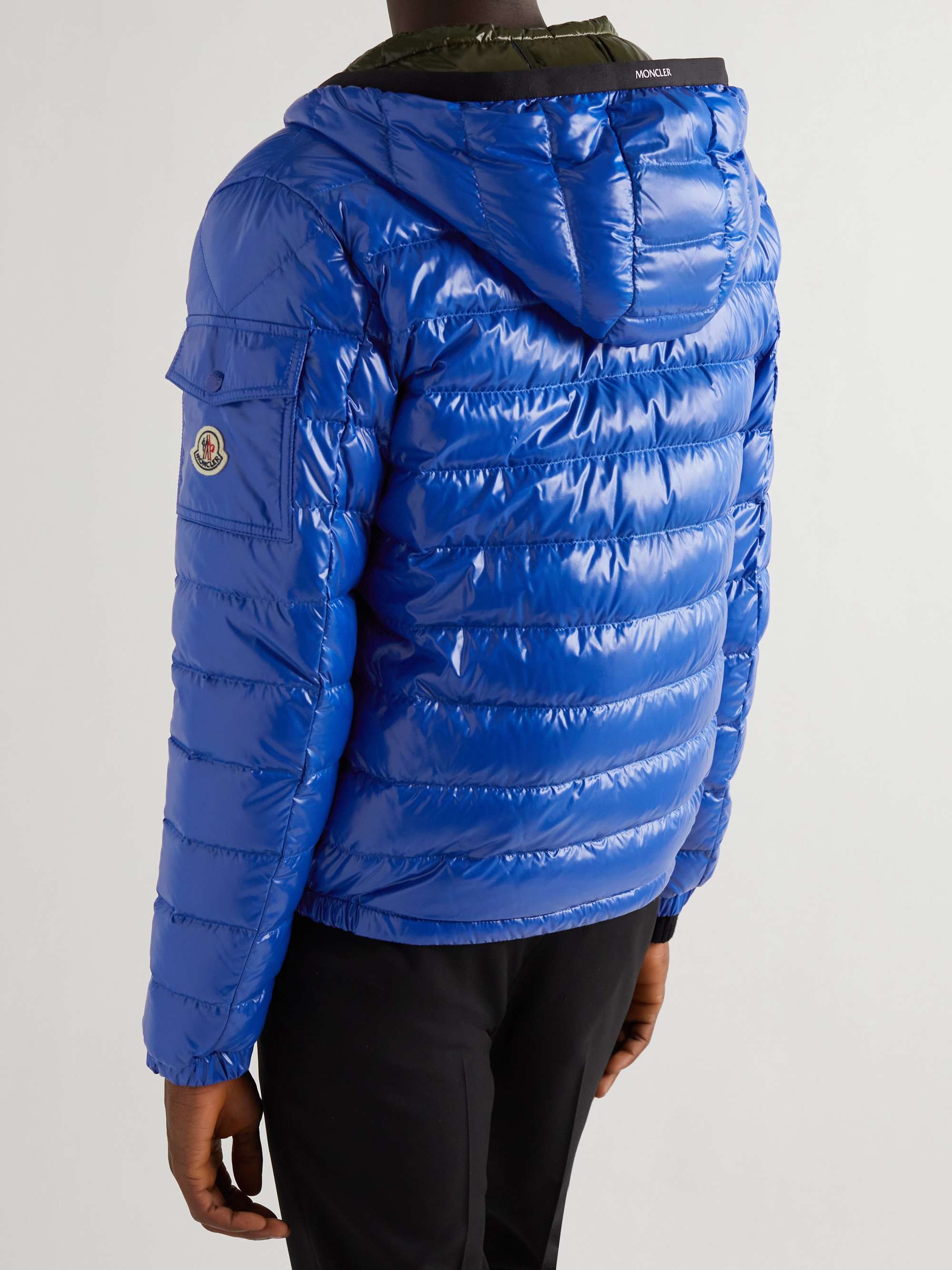 MONCLER Galion Logo-Appliquéd Quilted Glossed-Shell Hooded Down Jacket