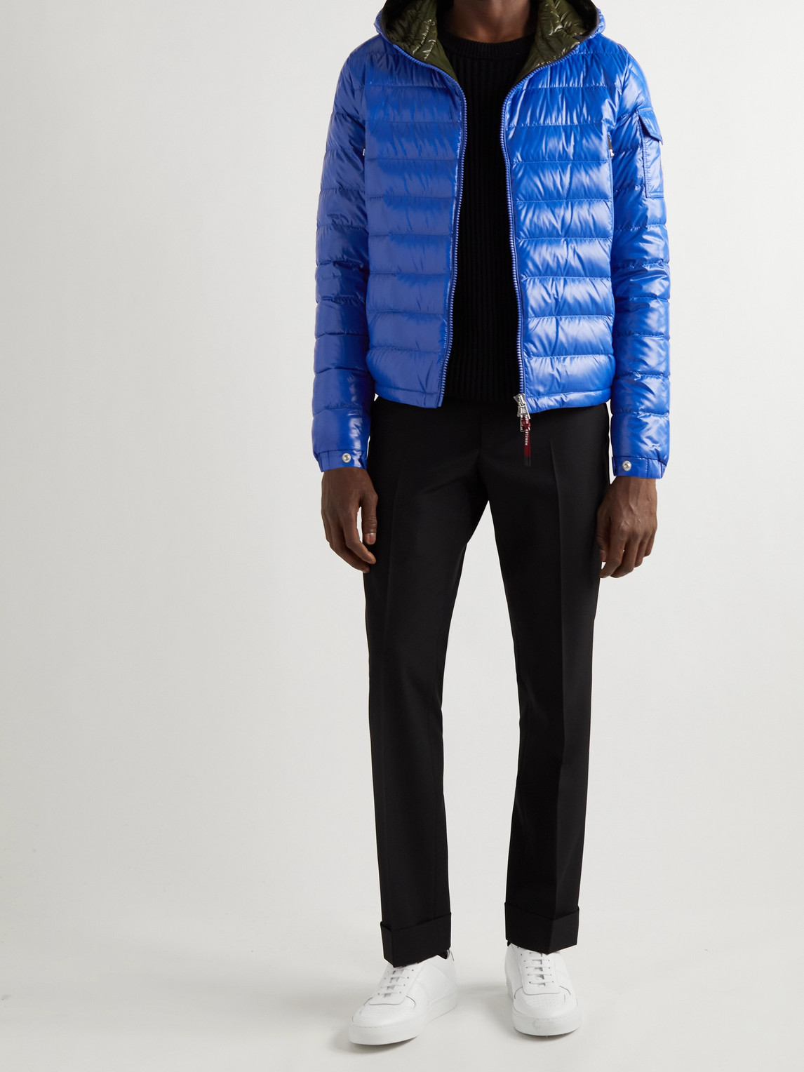 Shop Moncler Galion Logo-appliquéd Quilted Glossed-shell Hooded Down Jacket In Blue