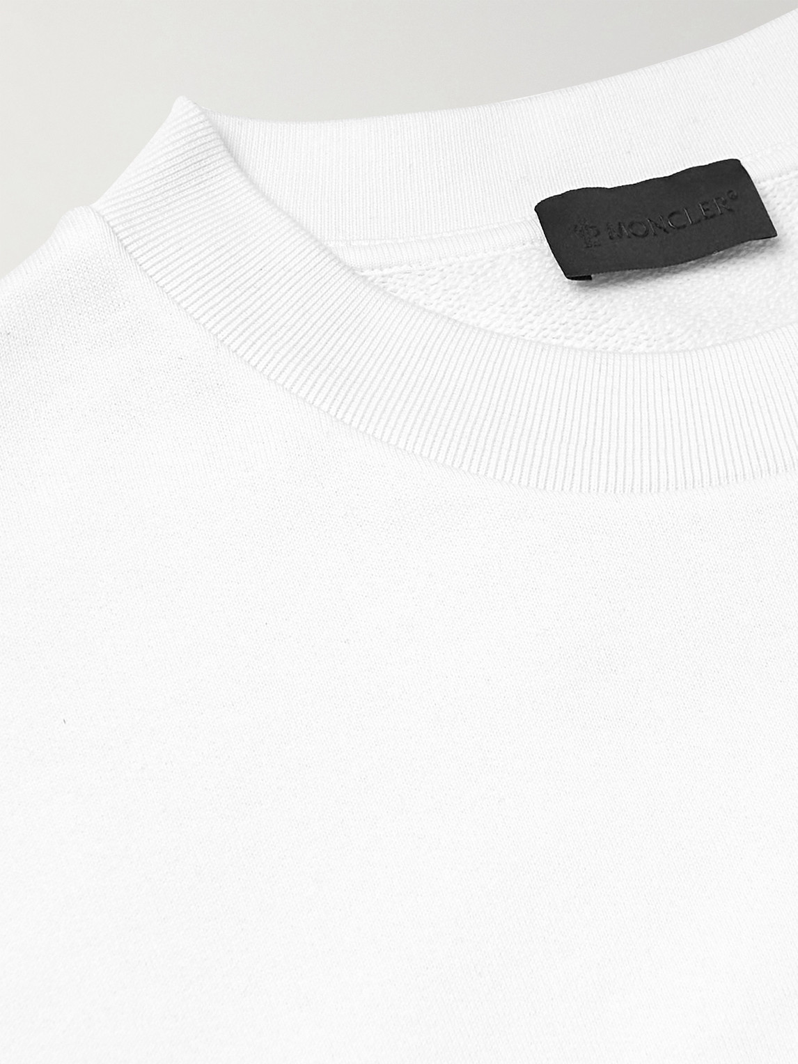 Moncler Men's Contrast-logo Crew Sweatshirt In White