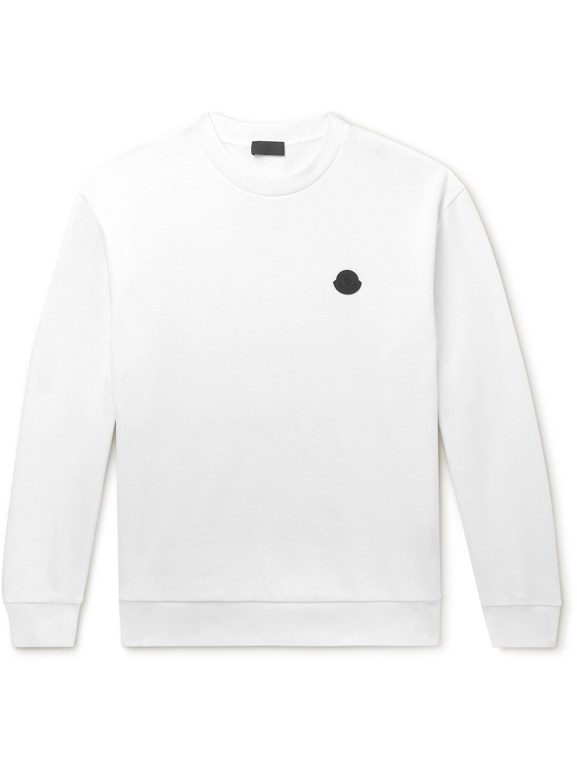 Shop Moncler Logo-appliquéd Cotton-jersey Sweatshirt In White