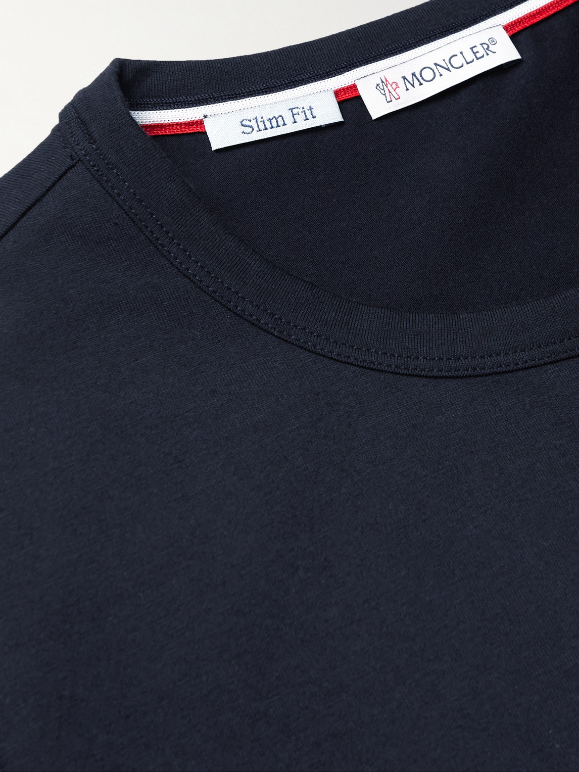 Shop Moncler Stretch-cotton Jersey T-shirt In Blue