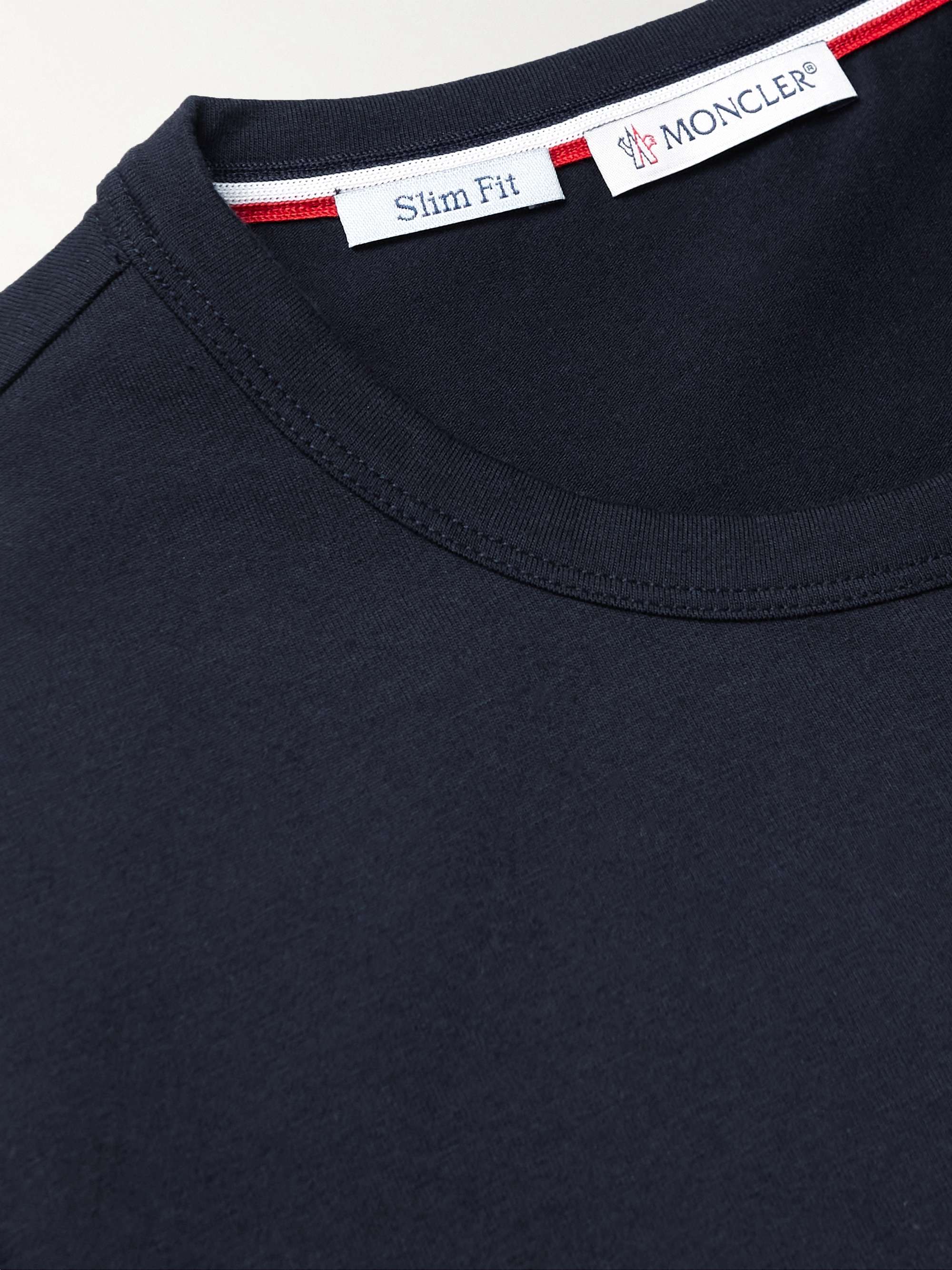 MONCLER Slim-Fit Logo-Appliquéd Contrast-Tipped Cotton-Blend Jersey T-Shirt
