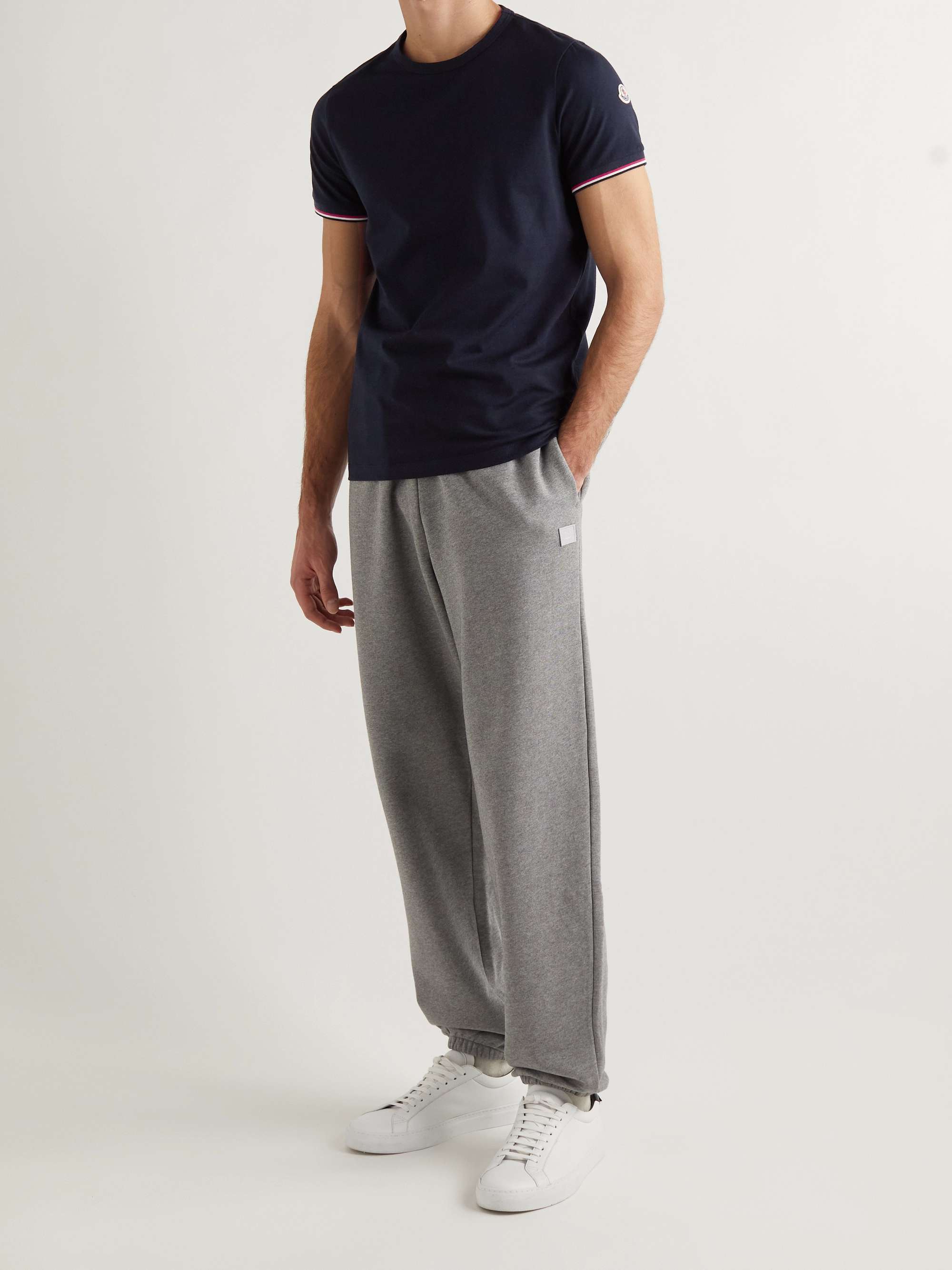 MONCLER Slim-Fit Logo-Appliquéd Contrast-Tipped Cotton-Blend Jersey T-Shirt
