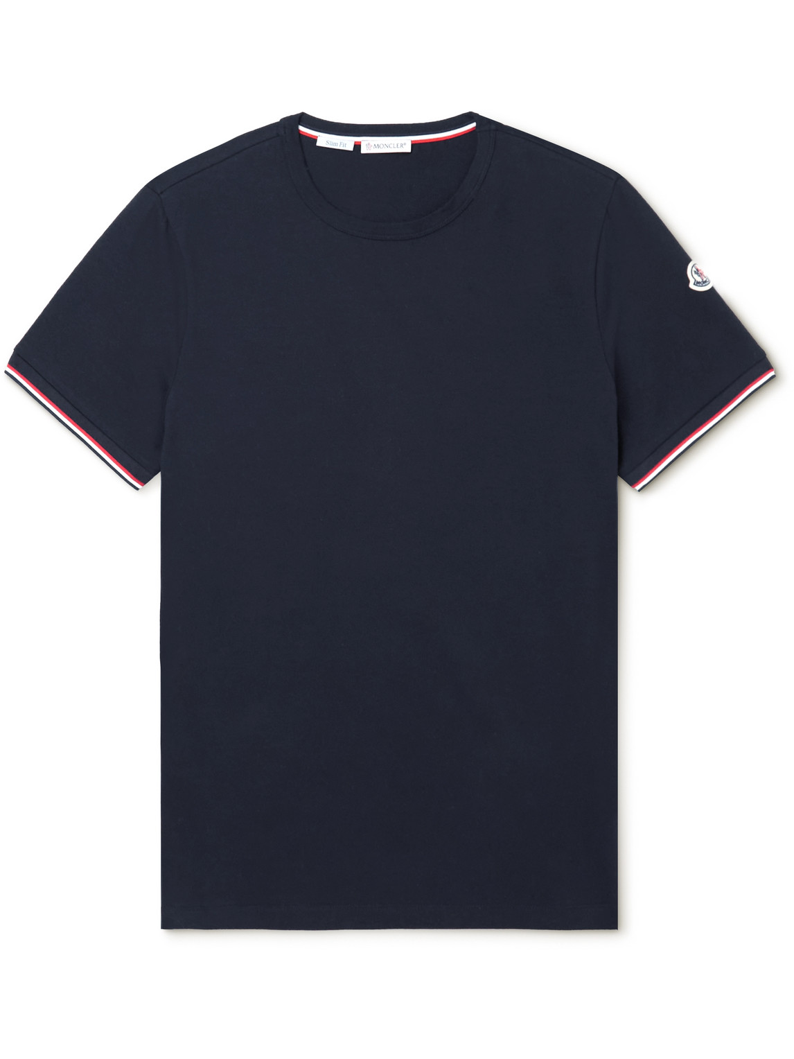 Shop Moncler Stretch-cotton Jersey T-shirt In Blue