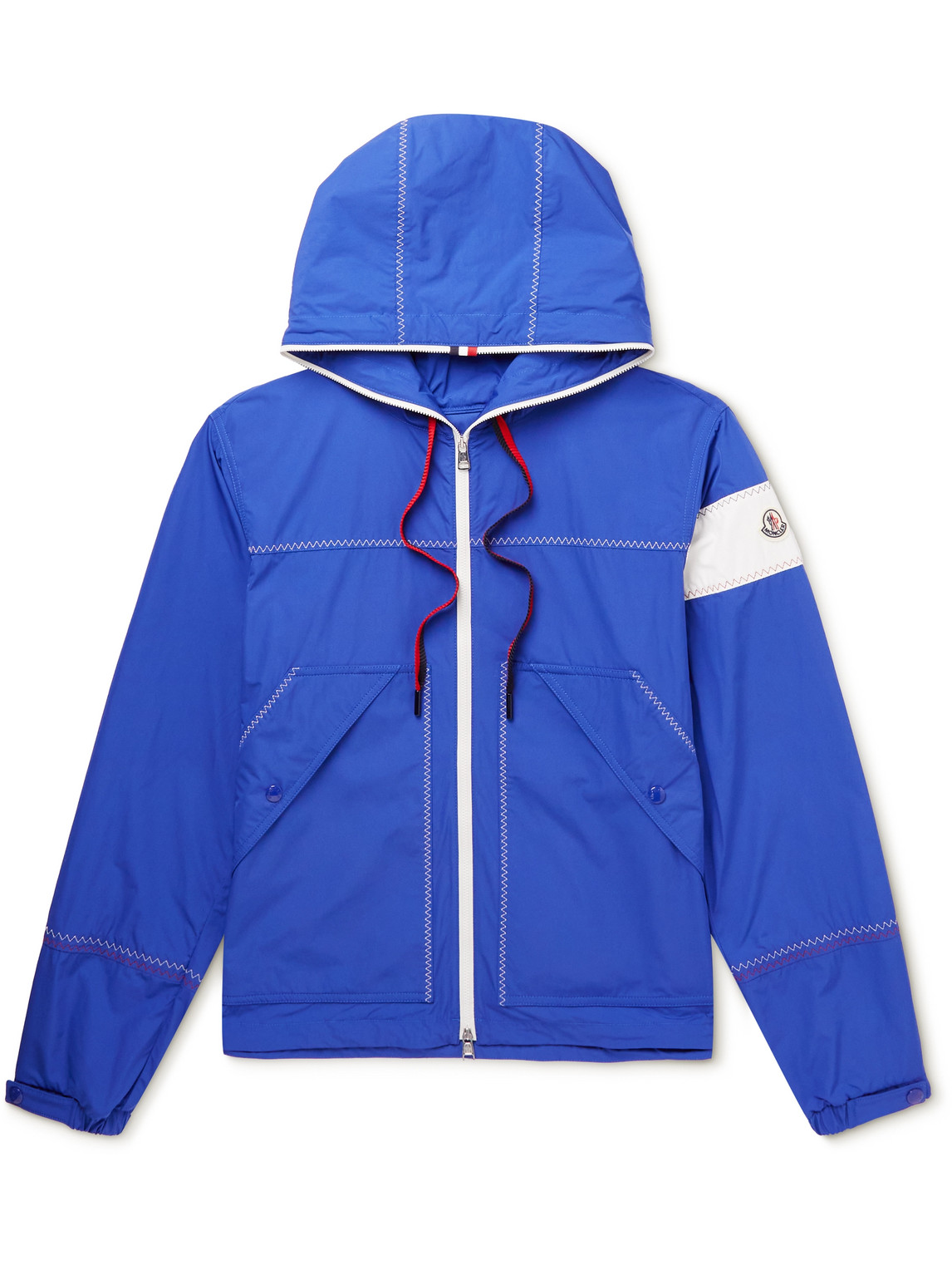 Shop Moncler Fujio Logo-appliquéd Shell Hooded Jacket In Blue