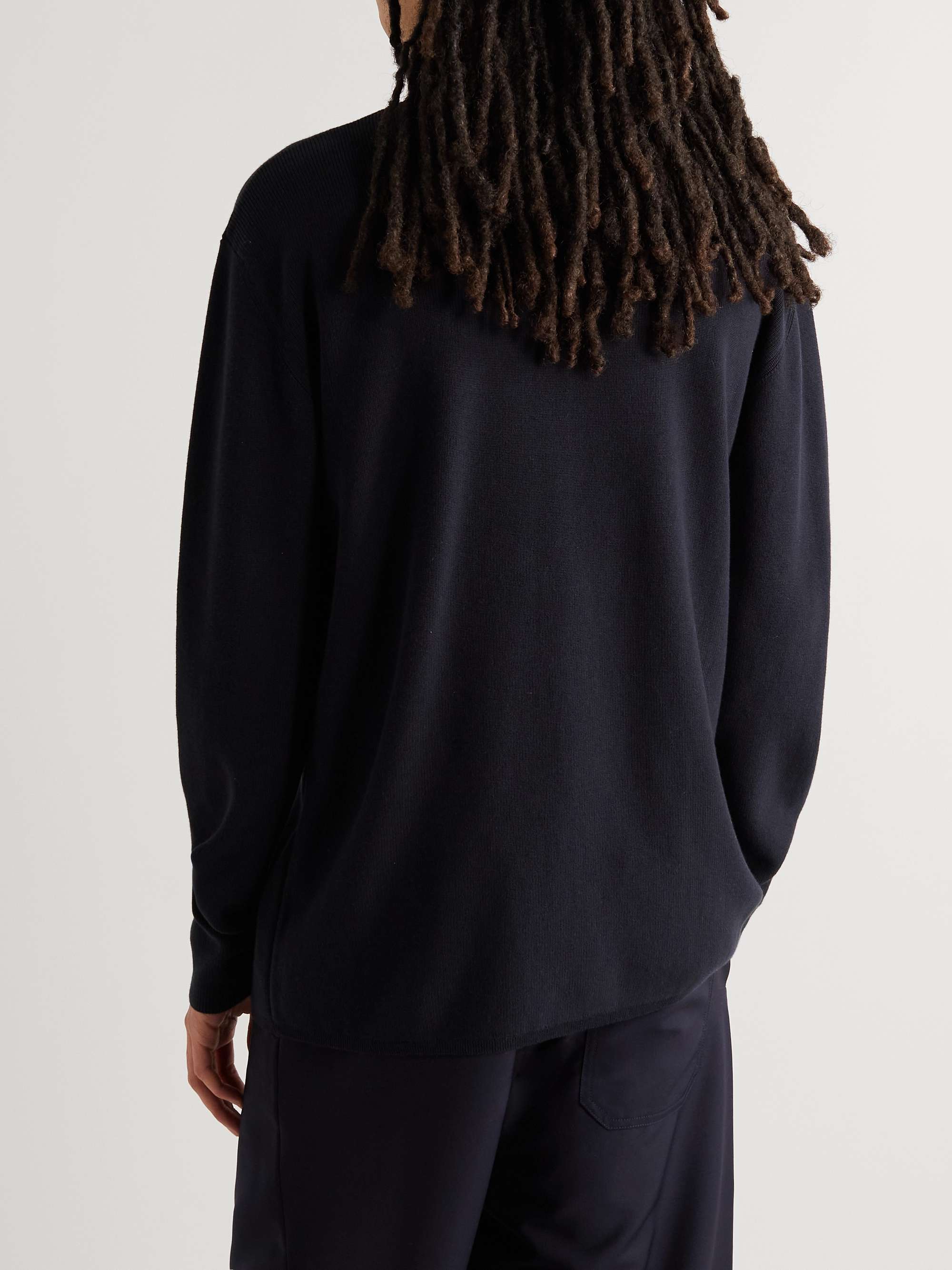 MONCLER Logo-Appliquéd Shell-Trimmed Cotton Sweater