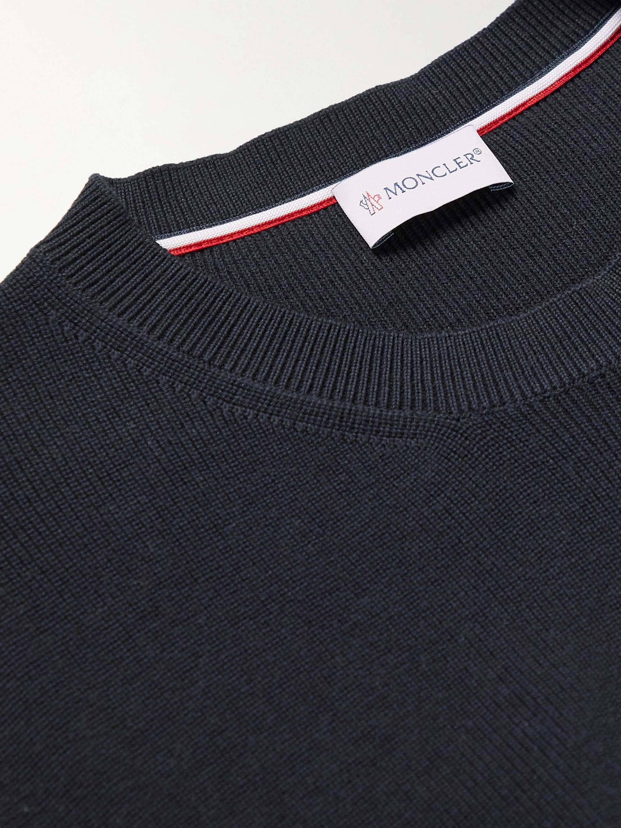 MONCLER Logo-Appliquéd Shell-Trimmed Cotton Sweater
