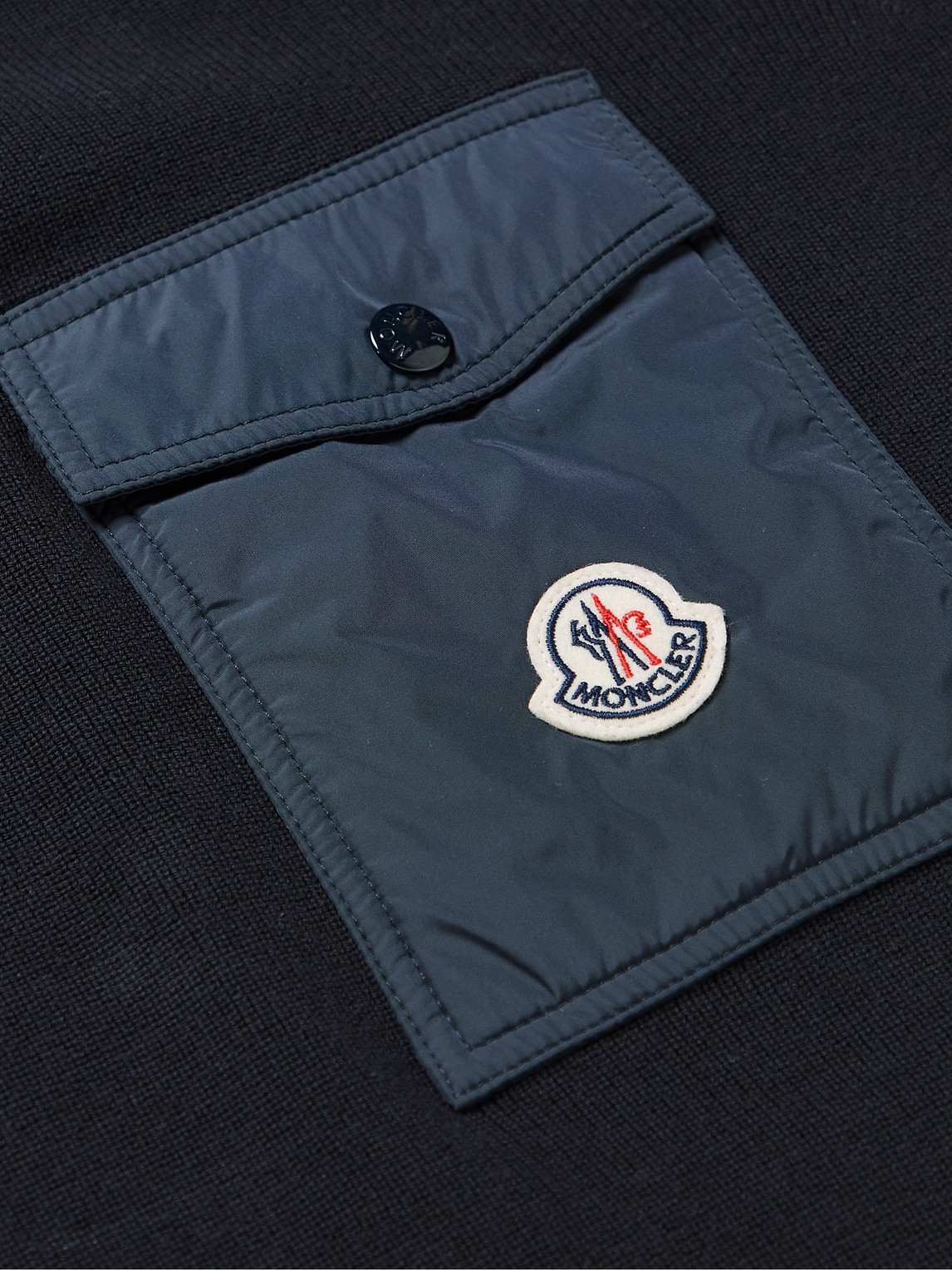 Moncler Pocket-detail Crew Neck Jumper In Blue