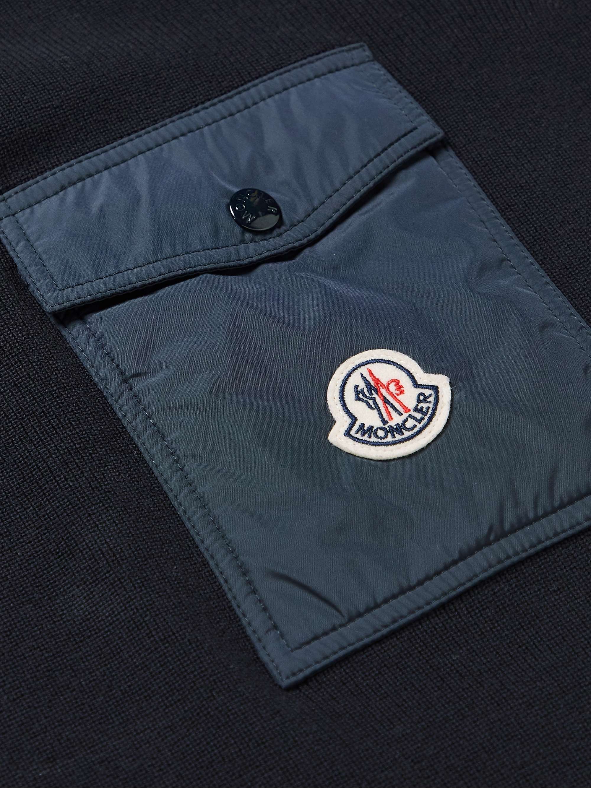 MONCLER Logo-Appliquéd Shell-Trimmed Cotton Sweater