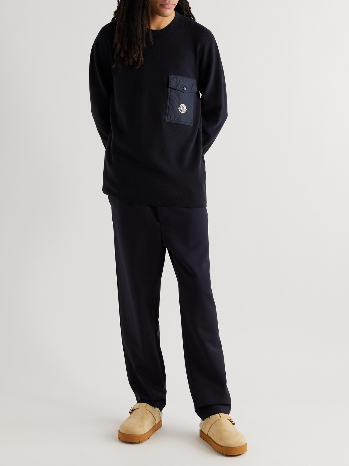 Moncler Pocket-detail Crew Neck Jumper In Blue