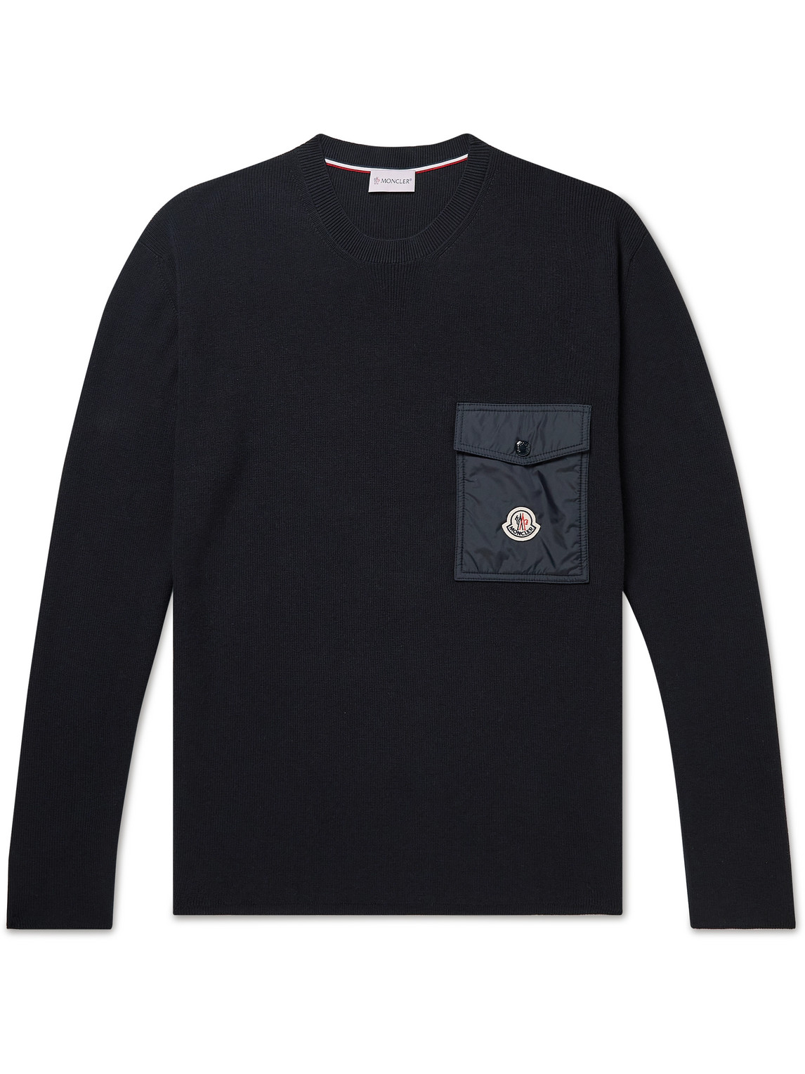 Moncler - Logo-Appliquéd Shell-Trimmed Cotton Sweater - Men - Blue - L