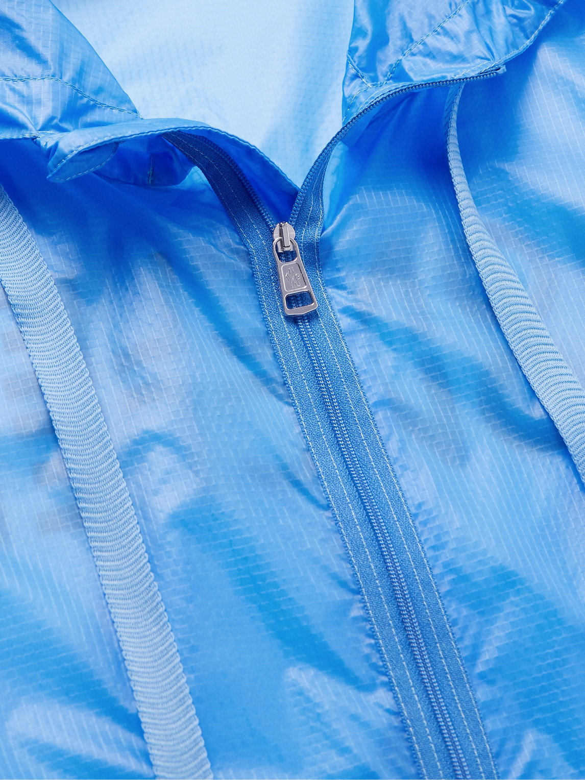 Shop Moncler Ebizo Logo-print Nylon-ripstop Hooded Jacket In Blue