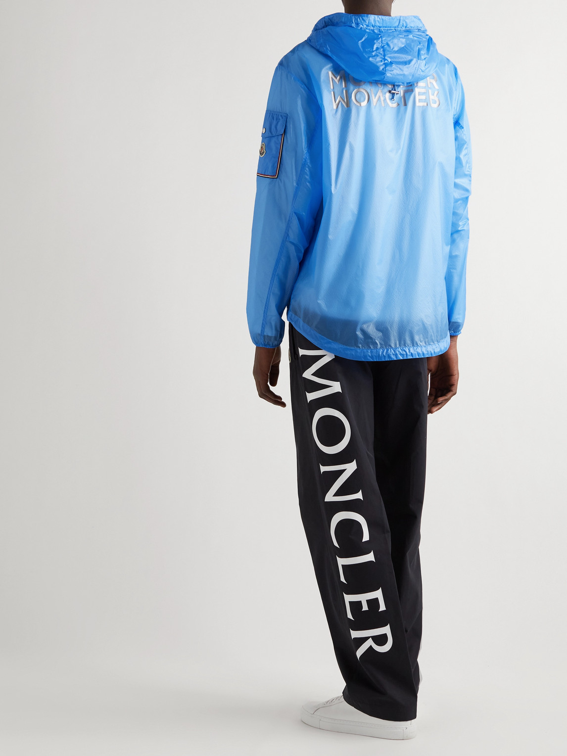 Shop Moncler Ebizo Logo-print Nylon-ripstop Hooded Jacket In Blue