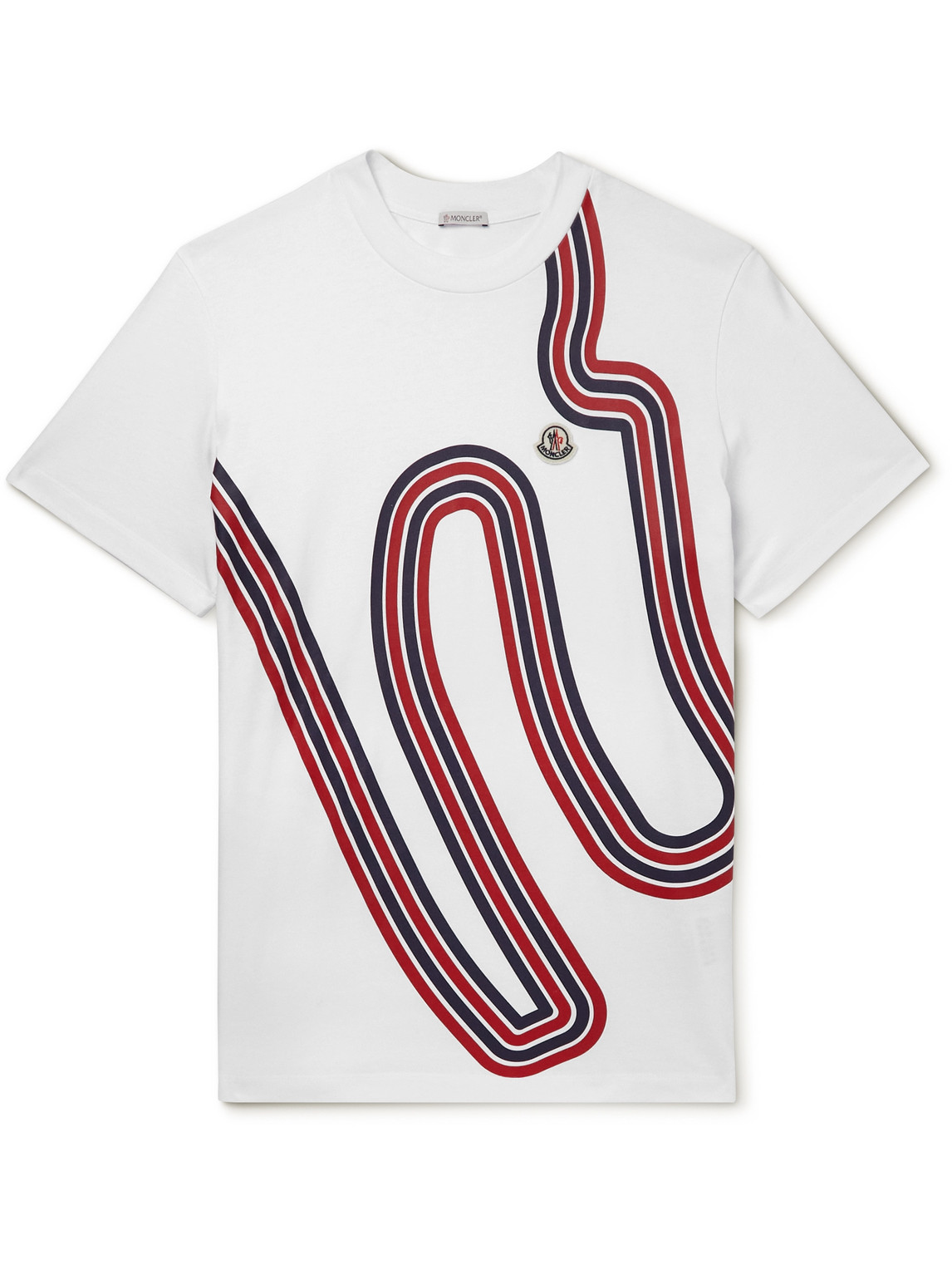 Moncler Logo-appliquéd Printed Cotton-jersey T-shirt In Белый