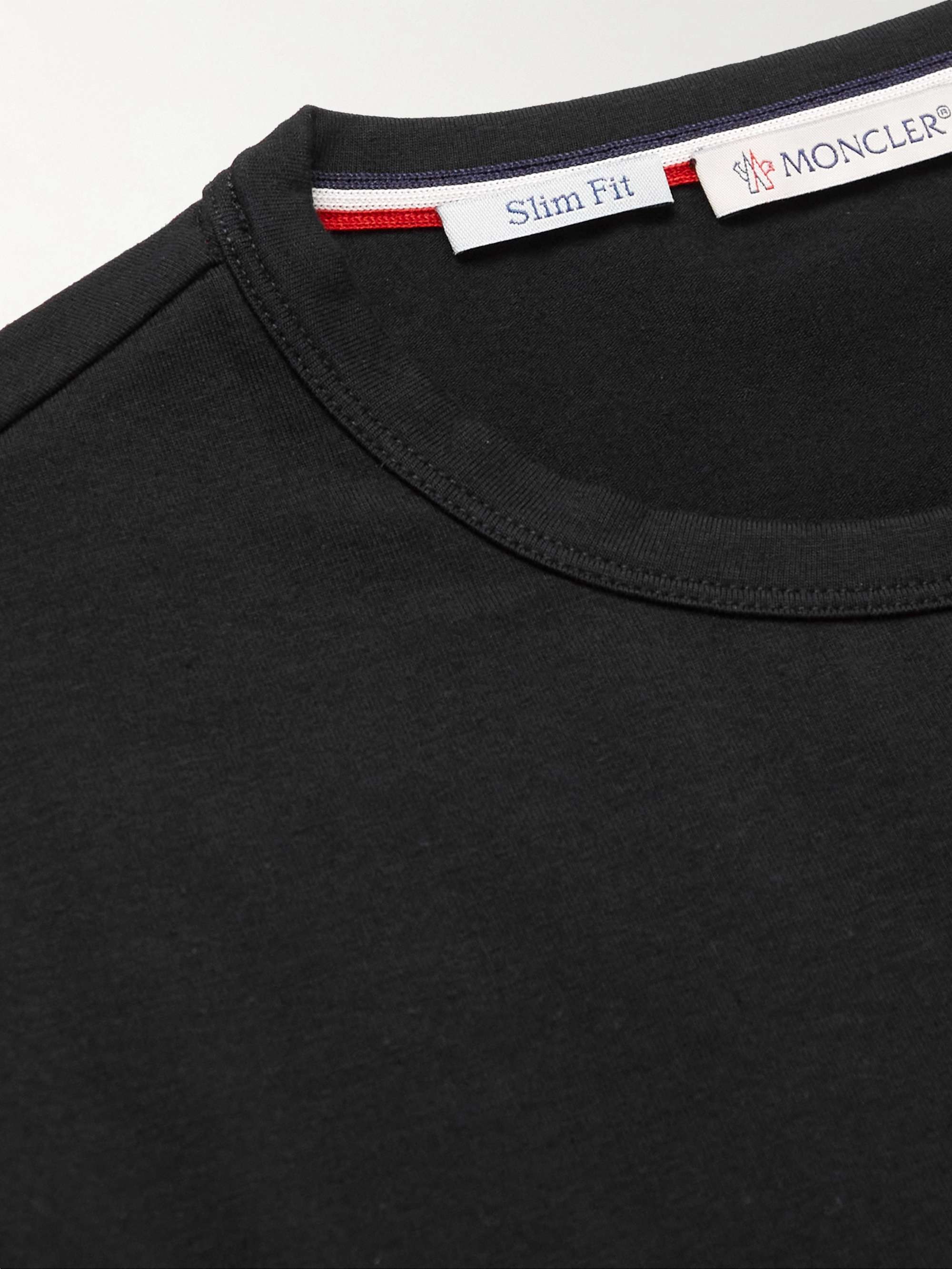 MONCLER Slim-Fit Logo-Appliquéd Contrast-Tipped Cotton-Blend Jersey T-Shirt