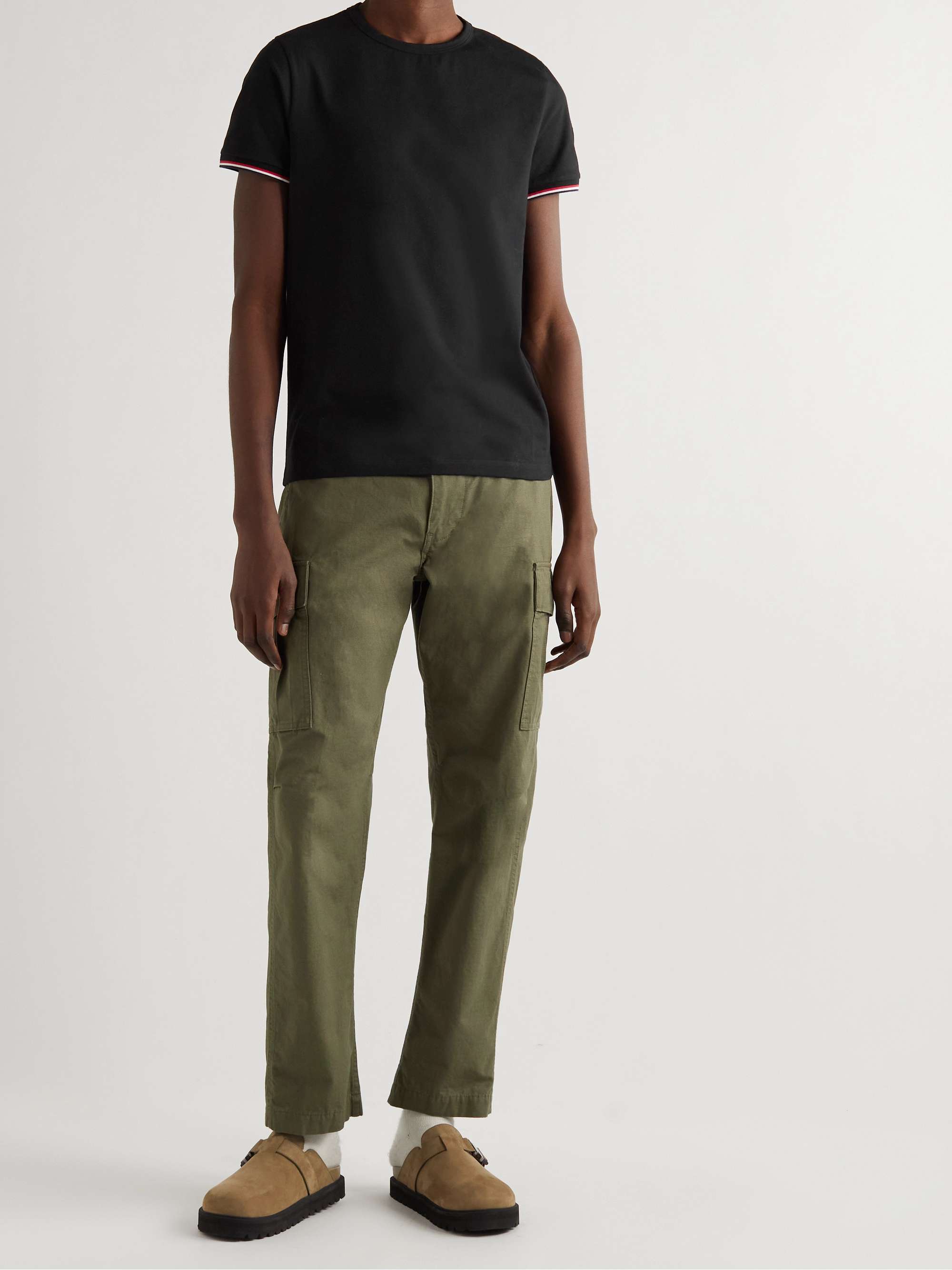 MONCLER Slim-Fit Logo-Appliquéd Contrast-Tipped Cotton-Blend Jersey T-Shirt