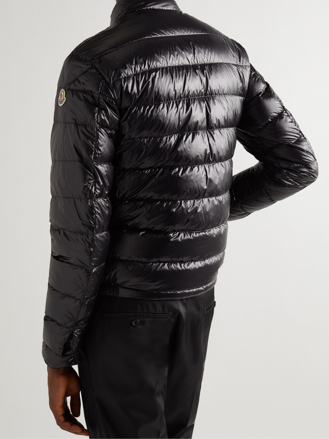 Shop Moncler Acorus Logo-appliquéd Quilted Glossed-shell Down Jacket In Black