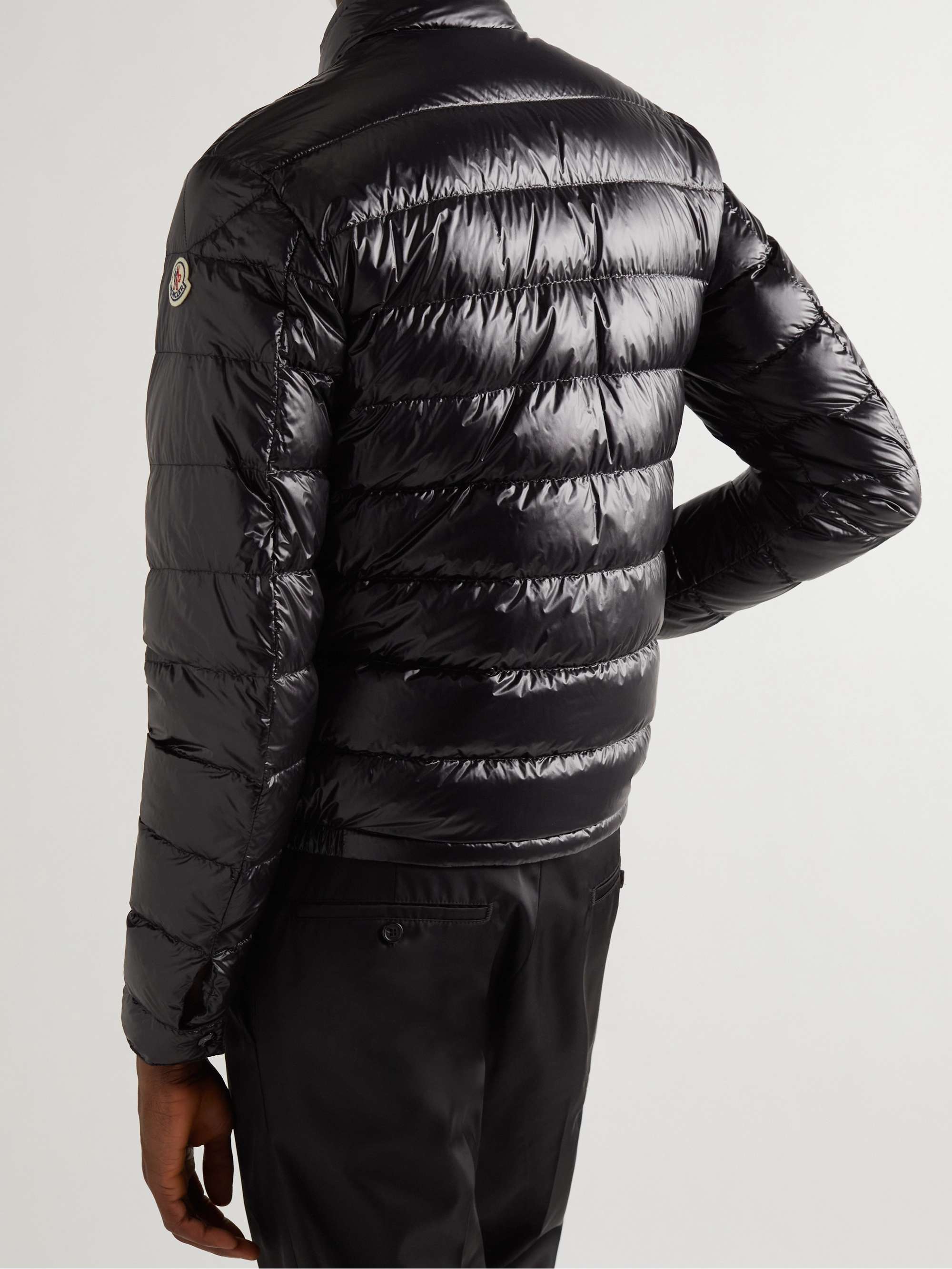 MONCLER Acorus Logo-Appliquéd Quilted Glossed-Shell Down Jacket