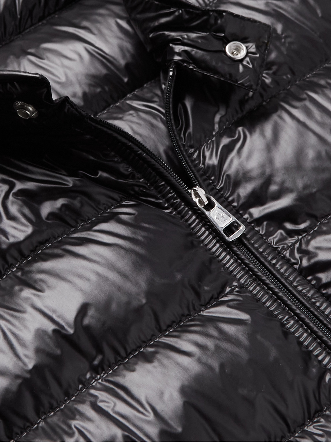 Shop Moncler Acorus Logo-appliquéd Quilted Glossed-shell Down Jacket In Black