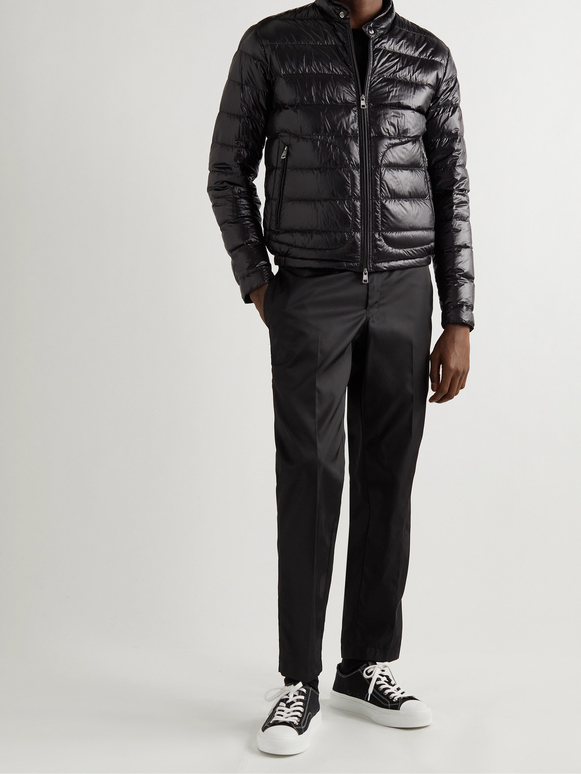 Shop Moncler Acorus Logo-appliquéd Quilted Glossed-shell Down Jacket In Black