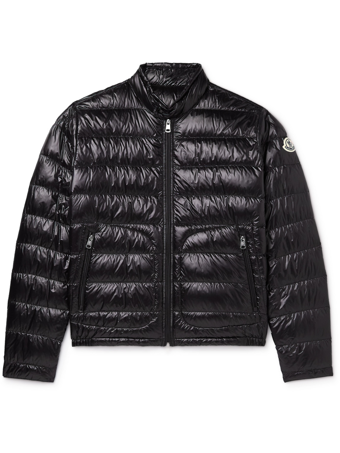 Shop Moncler Acorus Logo-appliquéd Quilted Glossed-shell Down Jacket In Black