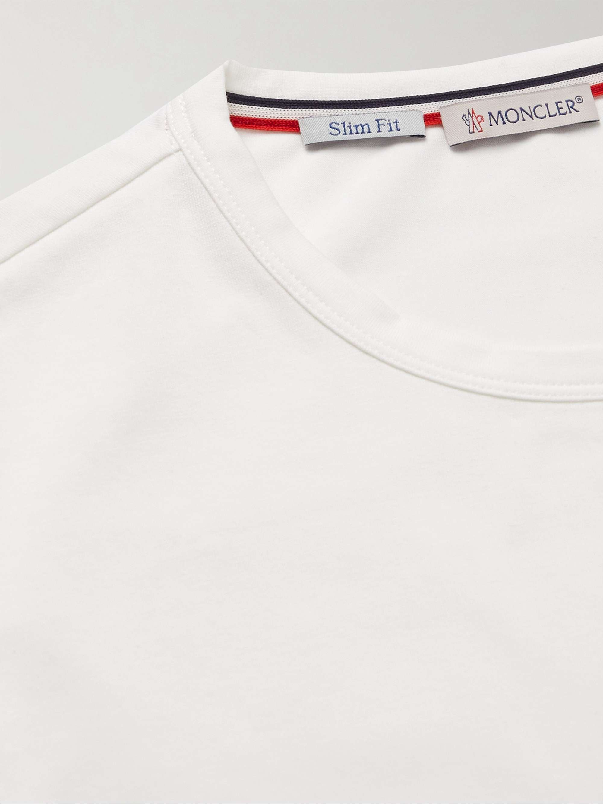 【初回限定】 MONCLER Logo-Appliquéd Striped Stretch-Cotton Jersey T-Shirt トップス