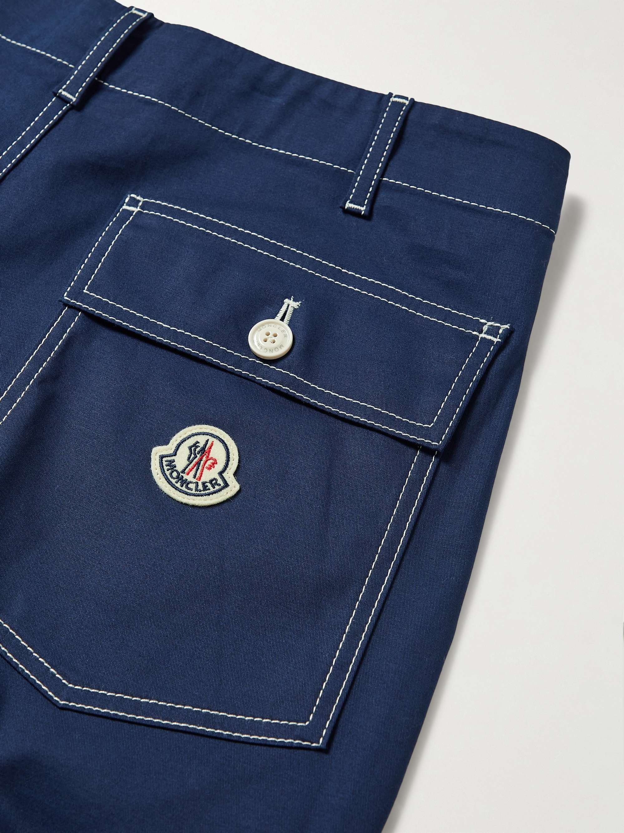 MONCLER Straight-Leg Logo-Appliquéd Cotton-Blend Twill Trousers