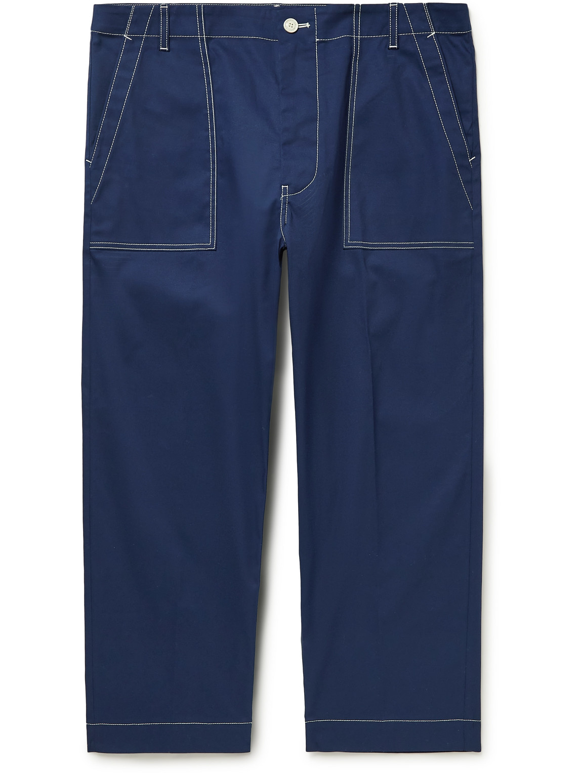 Moncler - Straight-Leg Logo-Appliquéd Cotton-Blend Twill Trousers - Men - Blue - IT 50