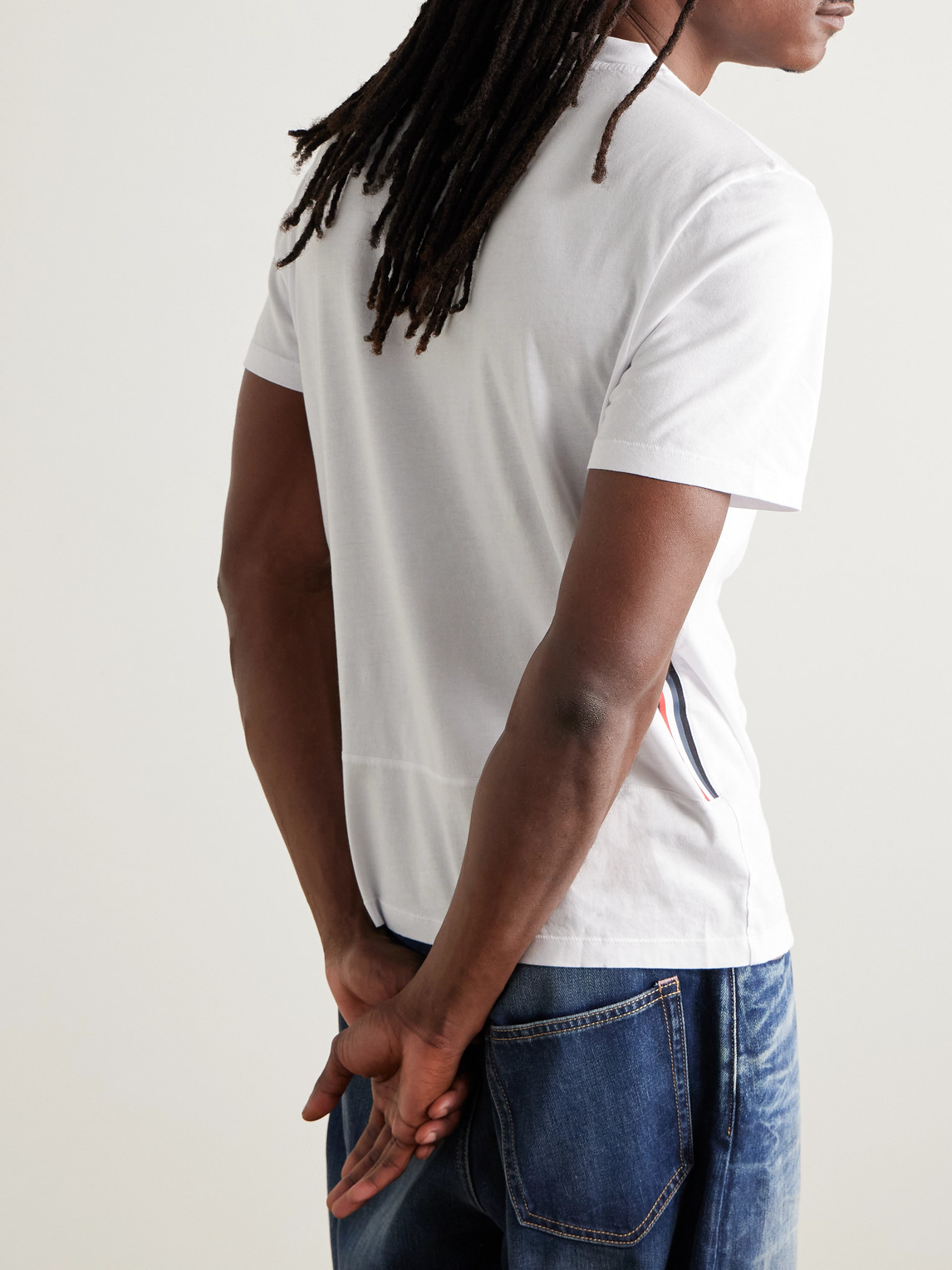 Moncler Tricolor Accent Logo-print T-shirt In White | ModeSens