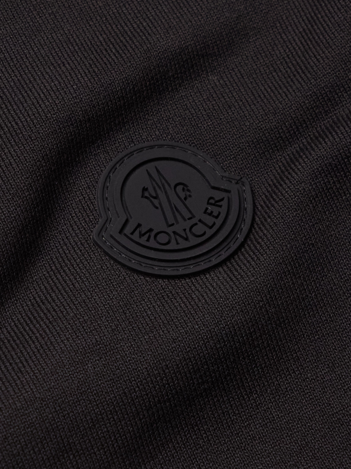 Moncler Logo-print Shell-trimmed Cotton-jersey Zip-up Sweatshirt In Black