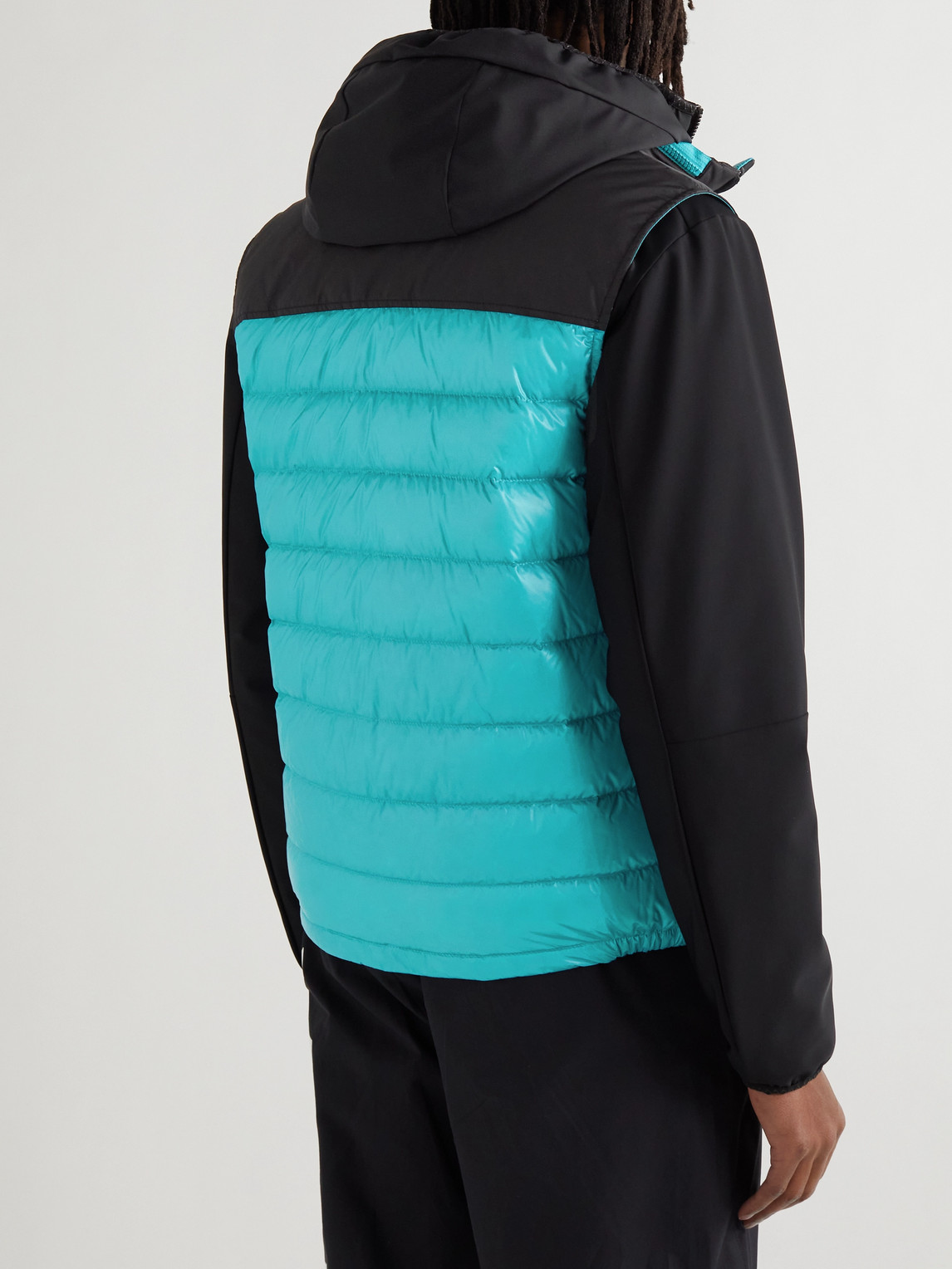 MONCLER ORTAC LOGO-APPLIQUÉD COLOUR-BLOCK QUILTED SHELL DOWN GILET