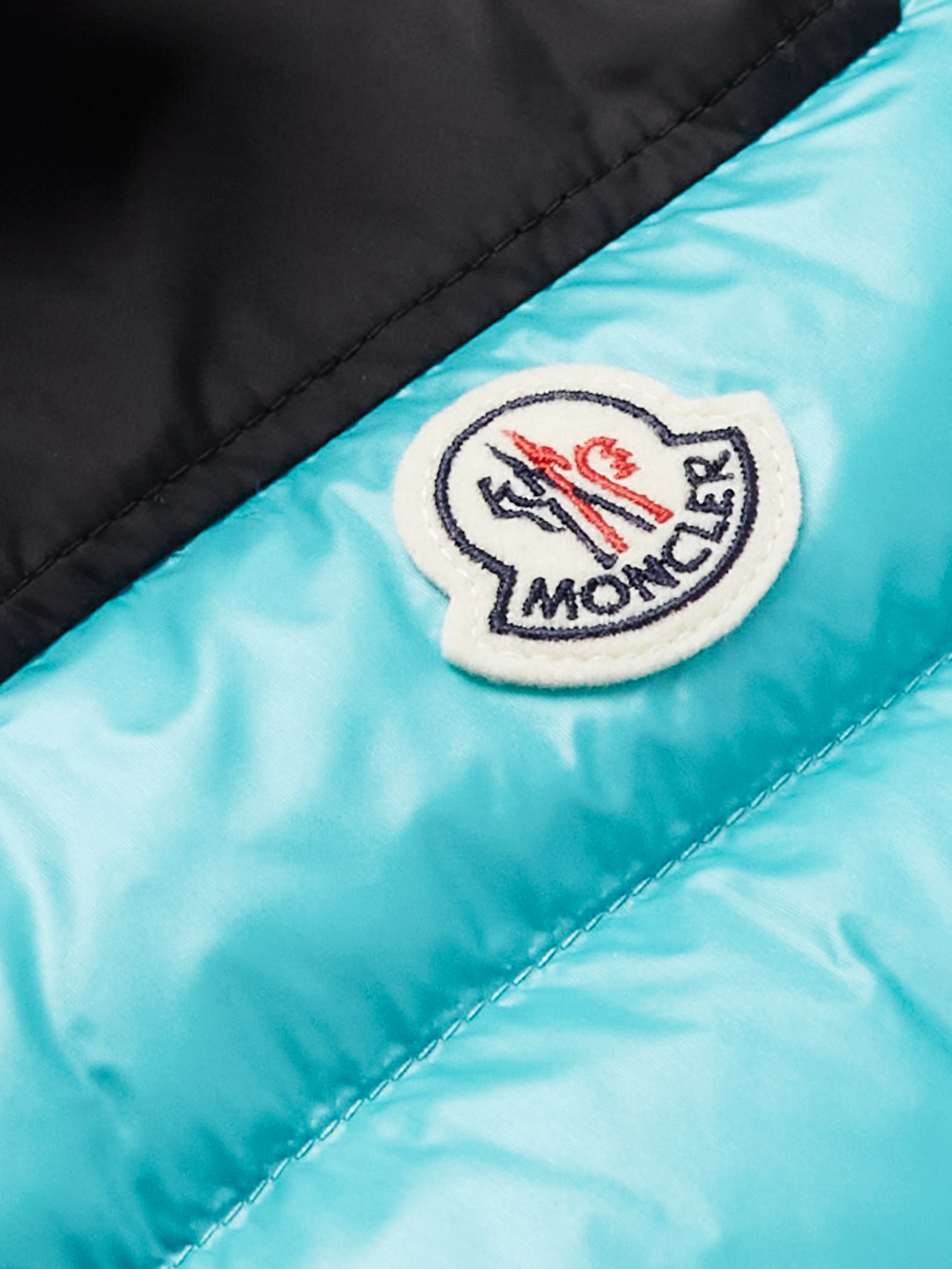 MONCLER ORTAC LOGO-APPLIQUÉD COLOUR-BLOCK QUILTED SHELL DOWN GILET