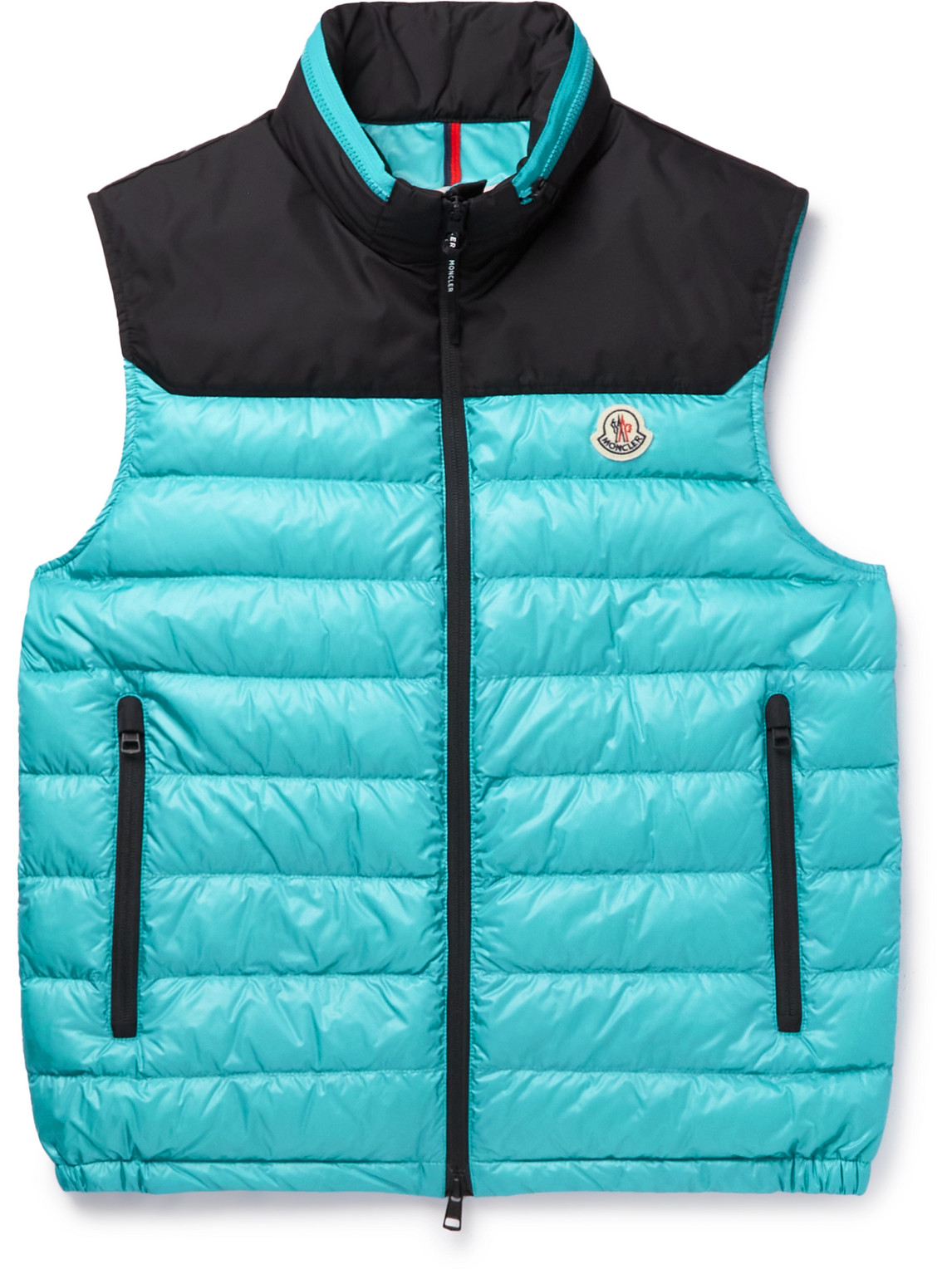 MONCLER ORTAC LOGO-APPLIQUÉD COLOUR-BLOCK QUILTED SHELL DOWN GILET
