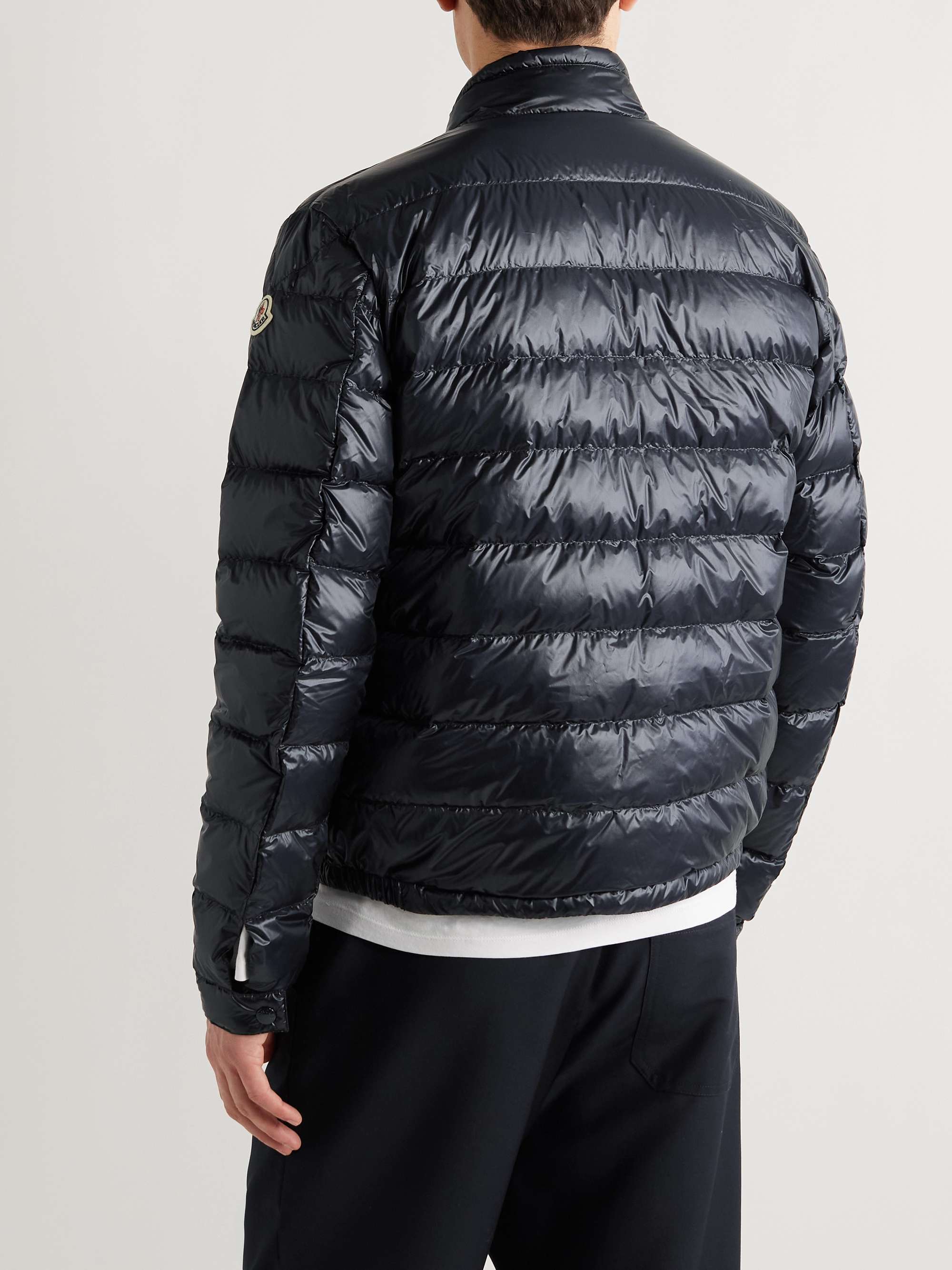MONCLER Acorus Logo-Appliquéd Quilted Glossed-Shell Down Jacket