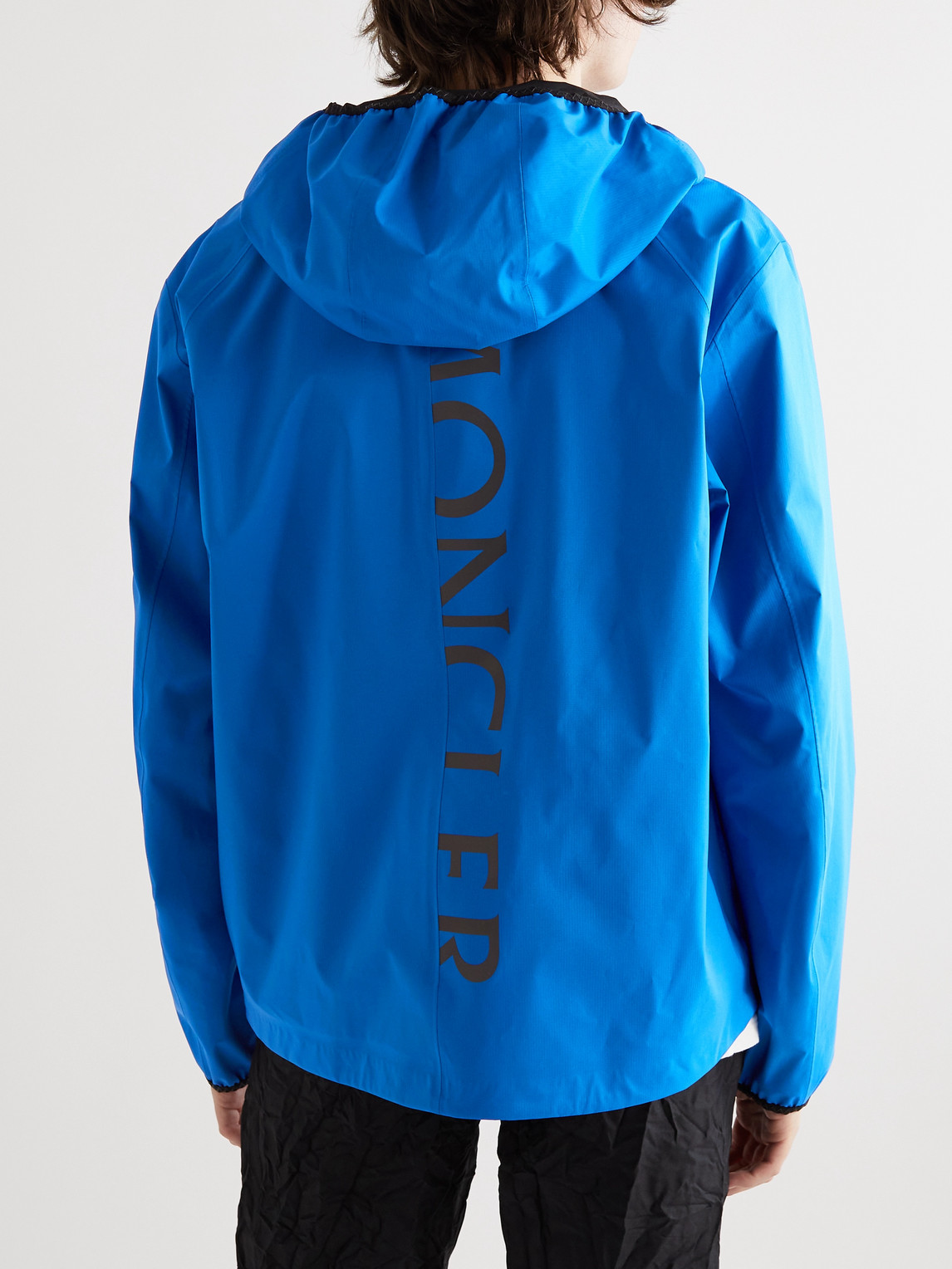 Shop Moncler Sattouf Logo-print Shell Hooded Jacket In Blue