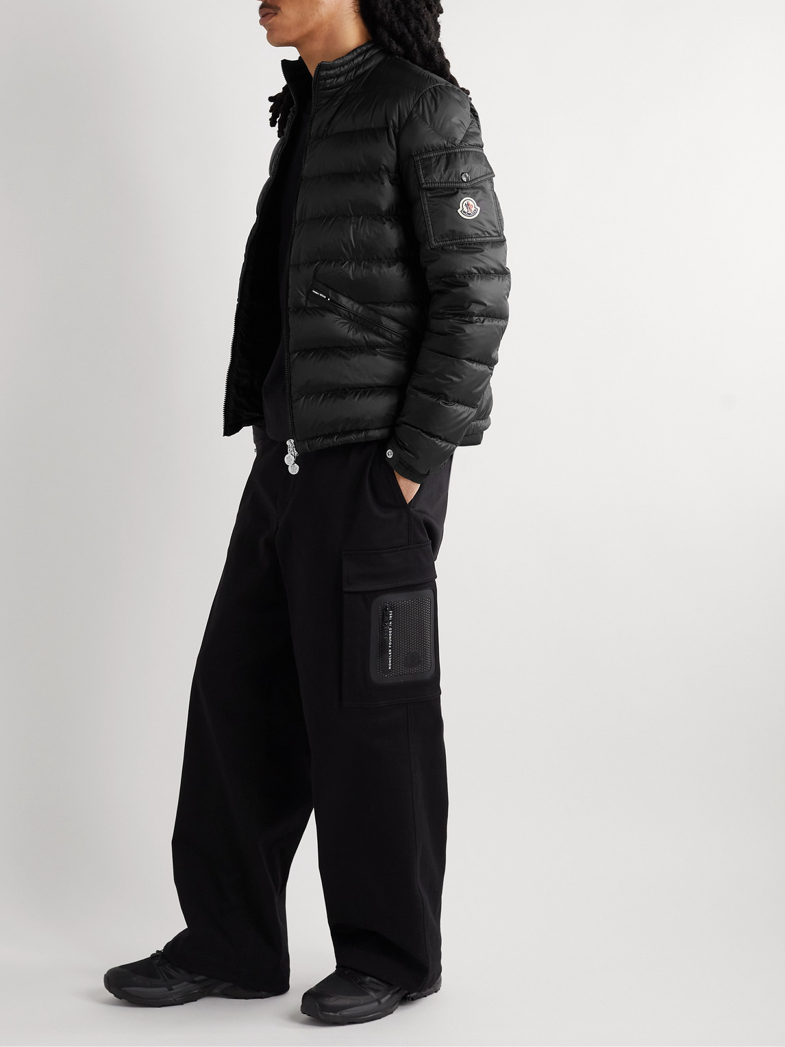 Shop Moncler Agay Slim-fit Logo-appliquéd Quilted Nylon Down Jacket In Black