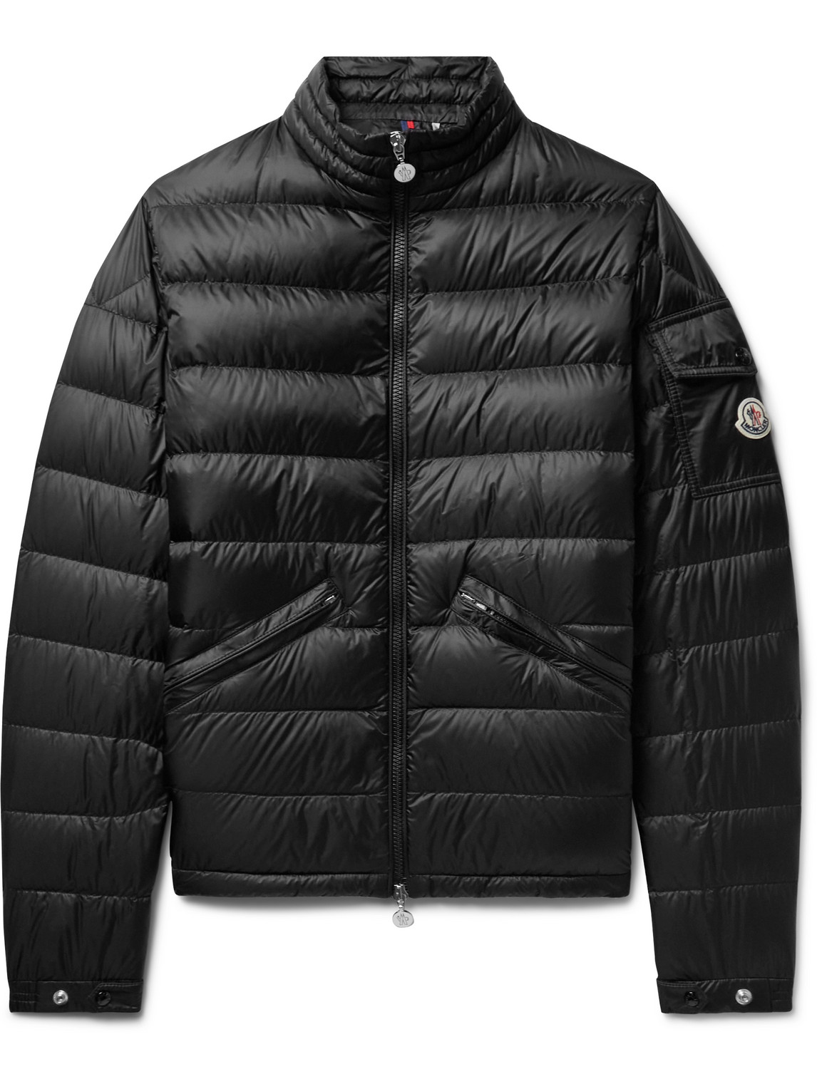 Shop Moncler Agay Slim-fit Logo-appliquéd Quilted Nylon Down Jacket In Black