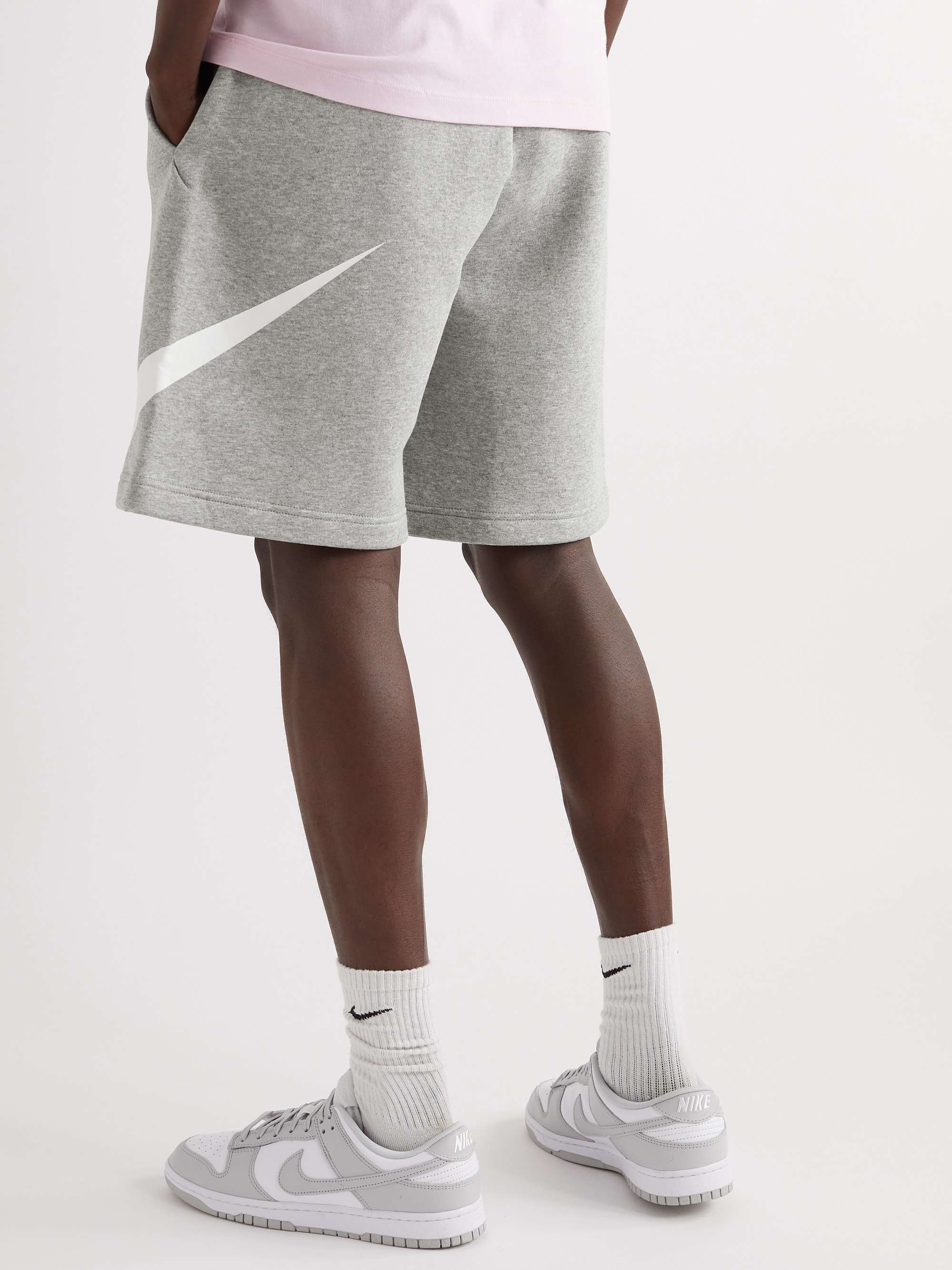 NIKE Sportswear Club Wide-Leg Logo-Print Cotton-Blend Jersey Shorts